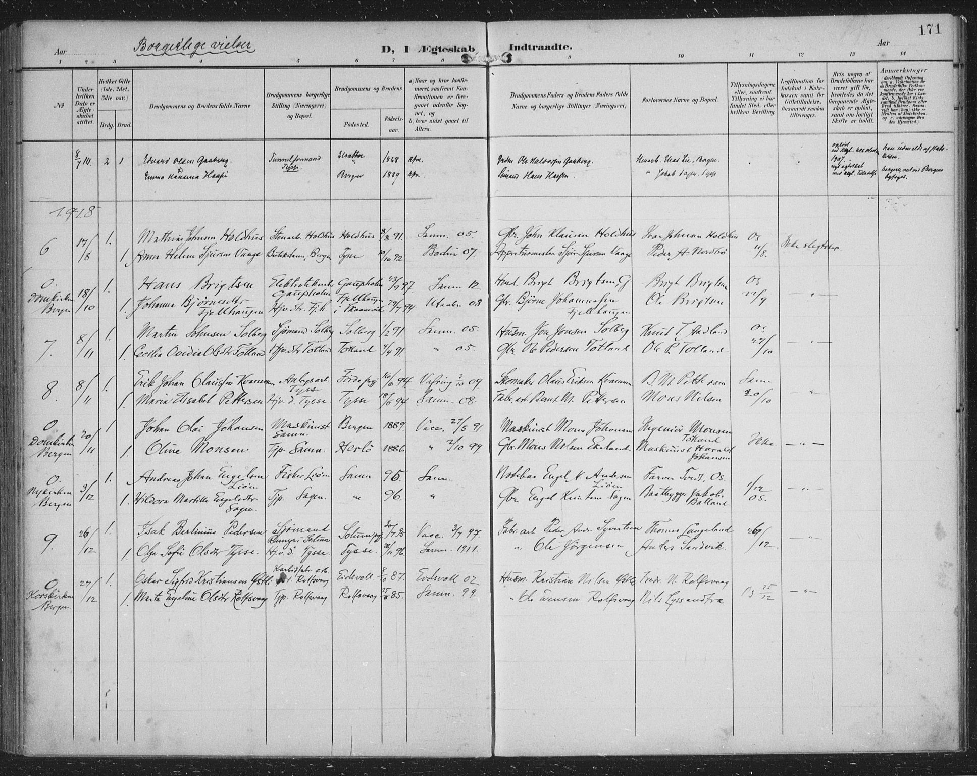 Samnanger Sokneprestembete, SAB/A-77501/H/Haa: Parish register (official) no. A 2, 1902-1918, p. 171