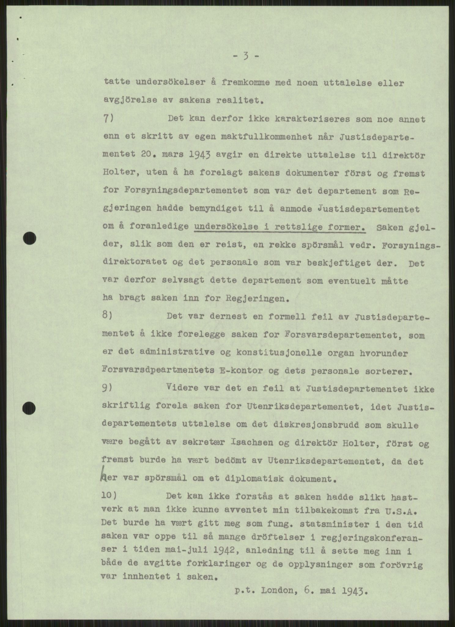 Lie, Trygve, AV/RA-PA-1407/D/L0005: Blandet korrespondanse., 1941-1945, p. 665