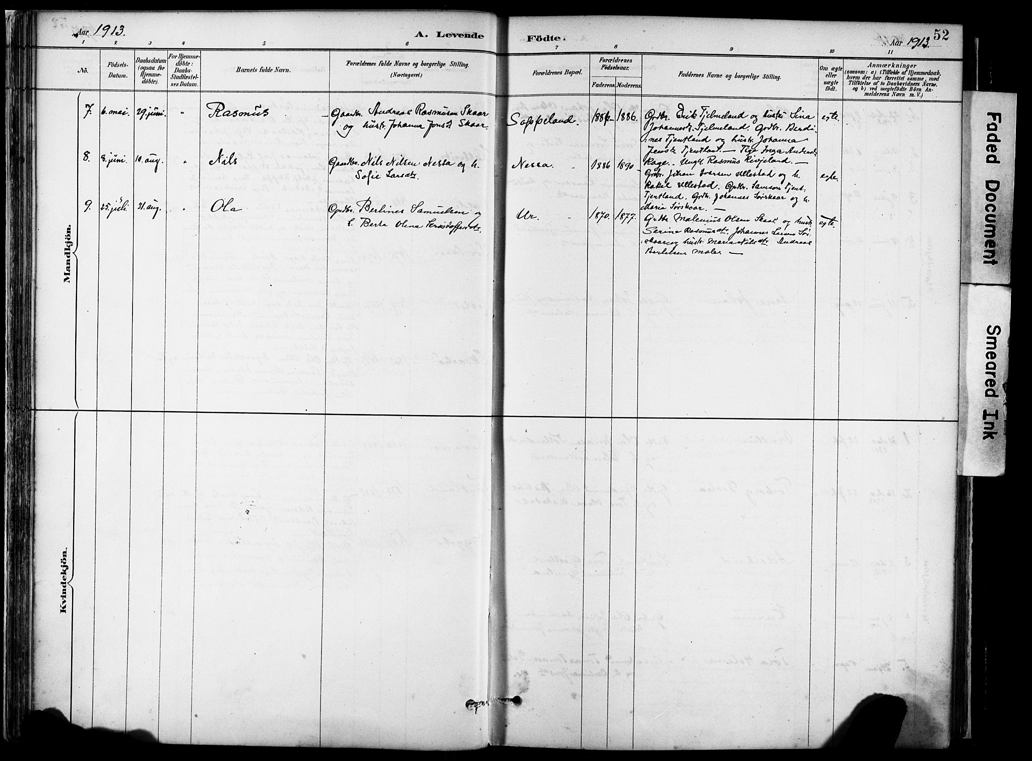 Hjelmeland sokneprestkontor, AV/SAST-A-101843/02/A/L0001: Parish register (official) no. A 16, 1887-1926, p. 52