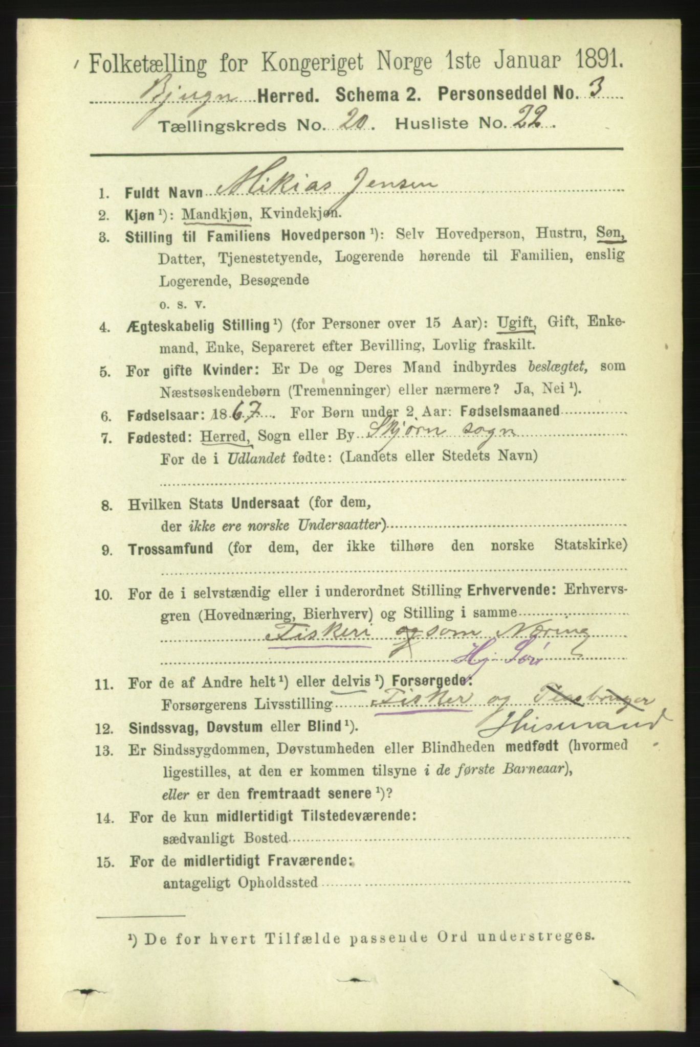 RA, 1891 census for 1627 Bjugn, 1891, p. 5527