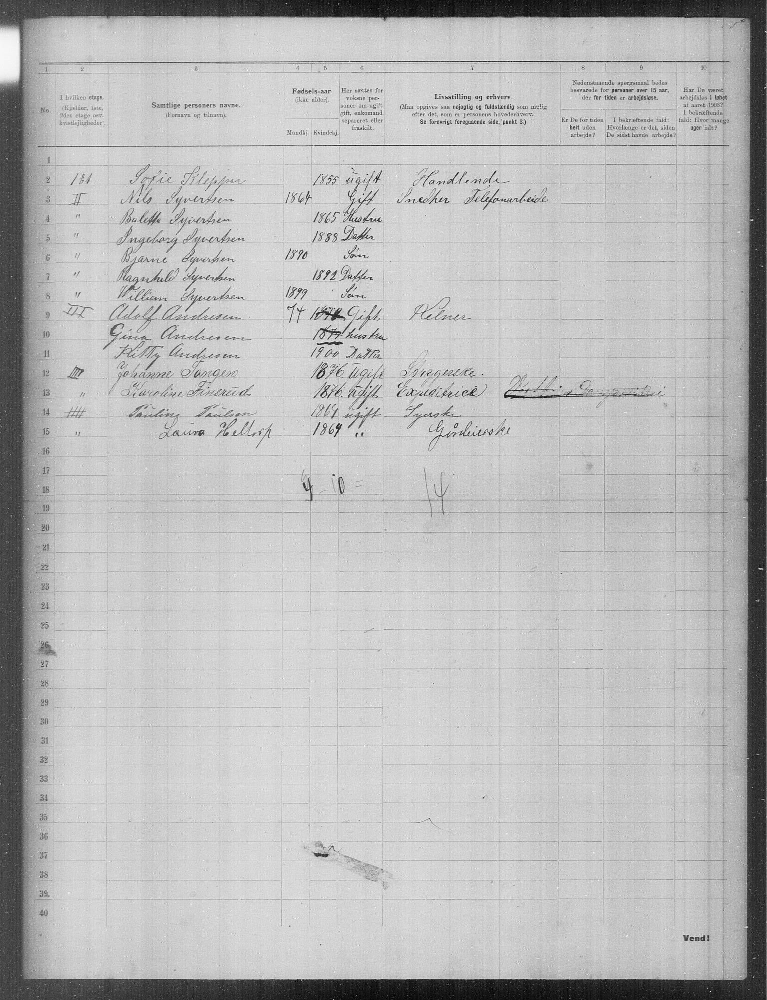 OBA, Municipal Census 1903 for Kristiania, 1903, p. 11800