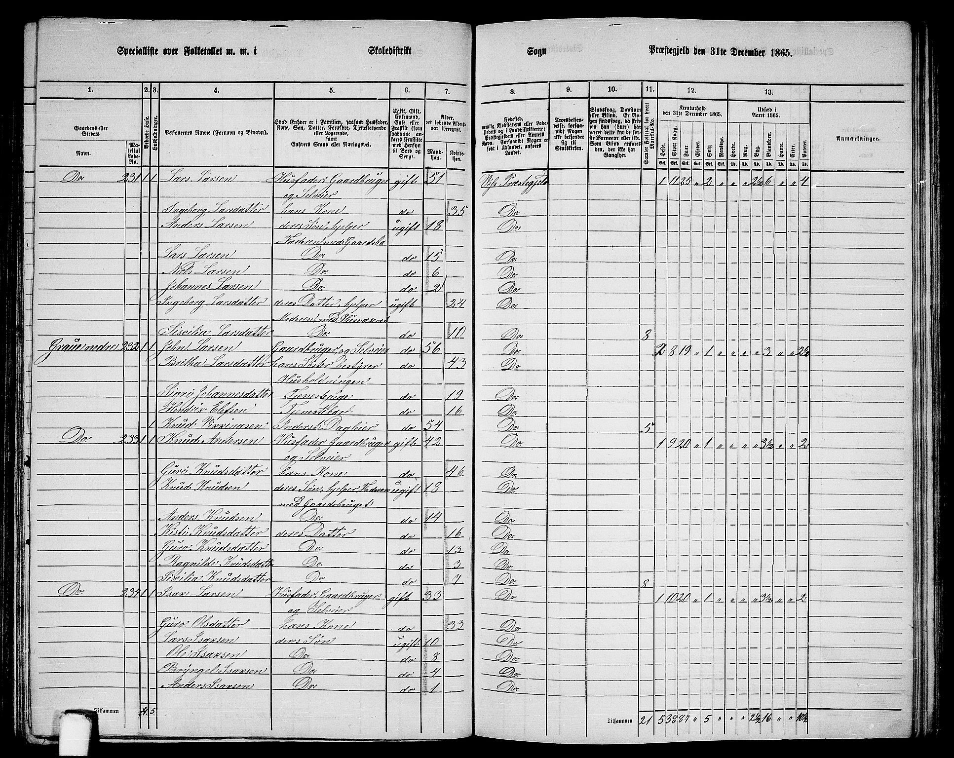 RA, 1865 census for Voss, 1865, p. 120