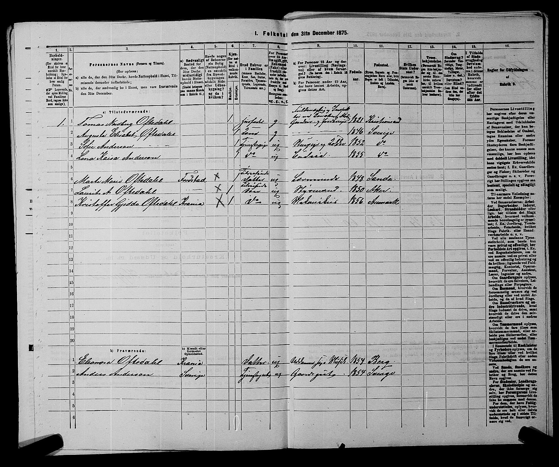RA, 1875 census for 0118P Aremark, 1875, p. 340