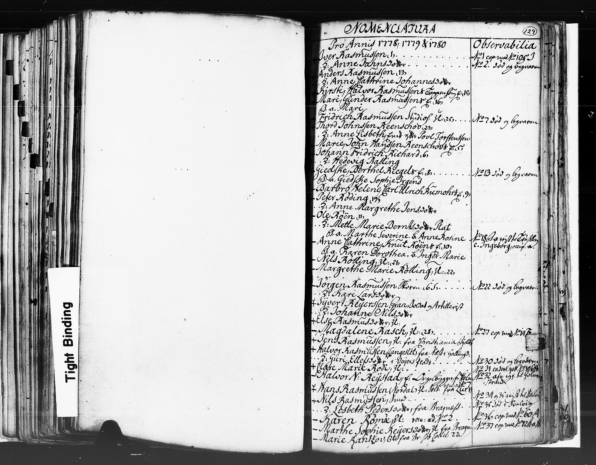 Strømsø kirkebøker, SAKO/A-246/K/Ka/L0001: Sjeleregister, 1778-1792, p. 129