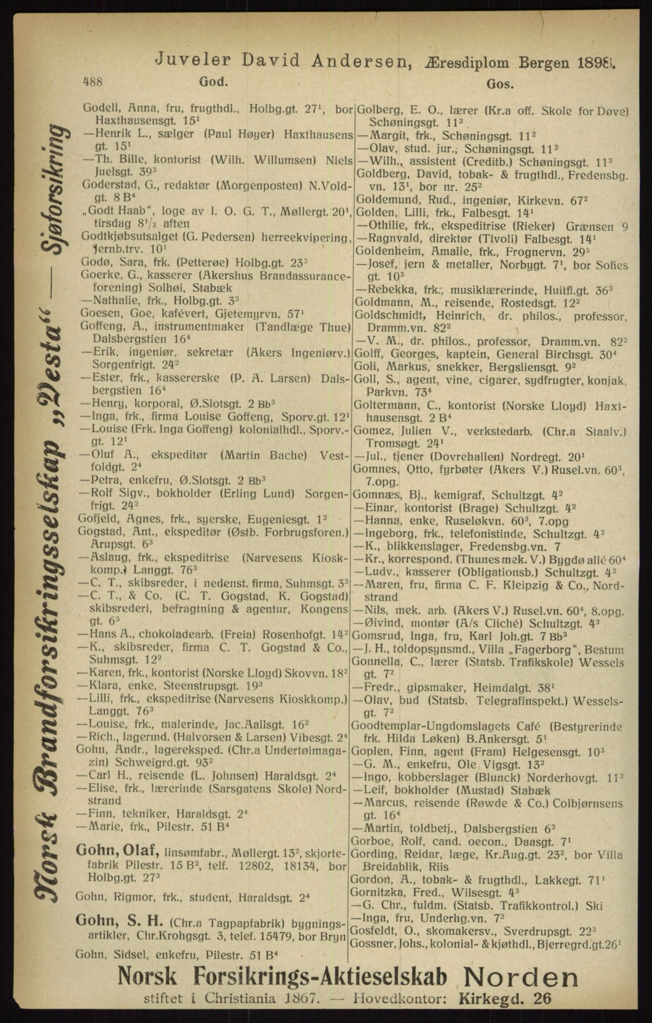 Kristiania/Oslo adressebok, PUBL/-, 1916, p. 488