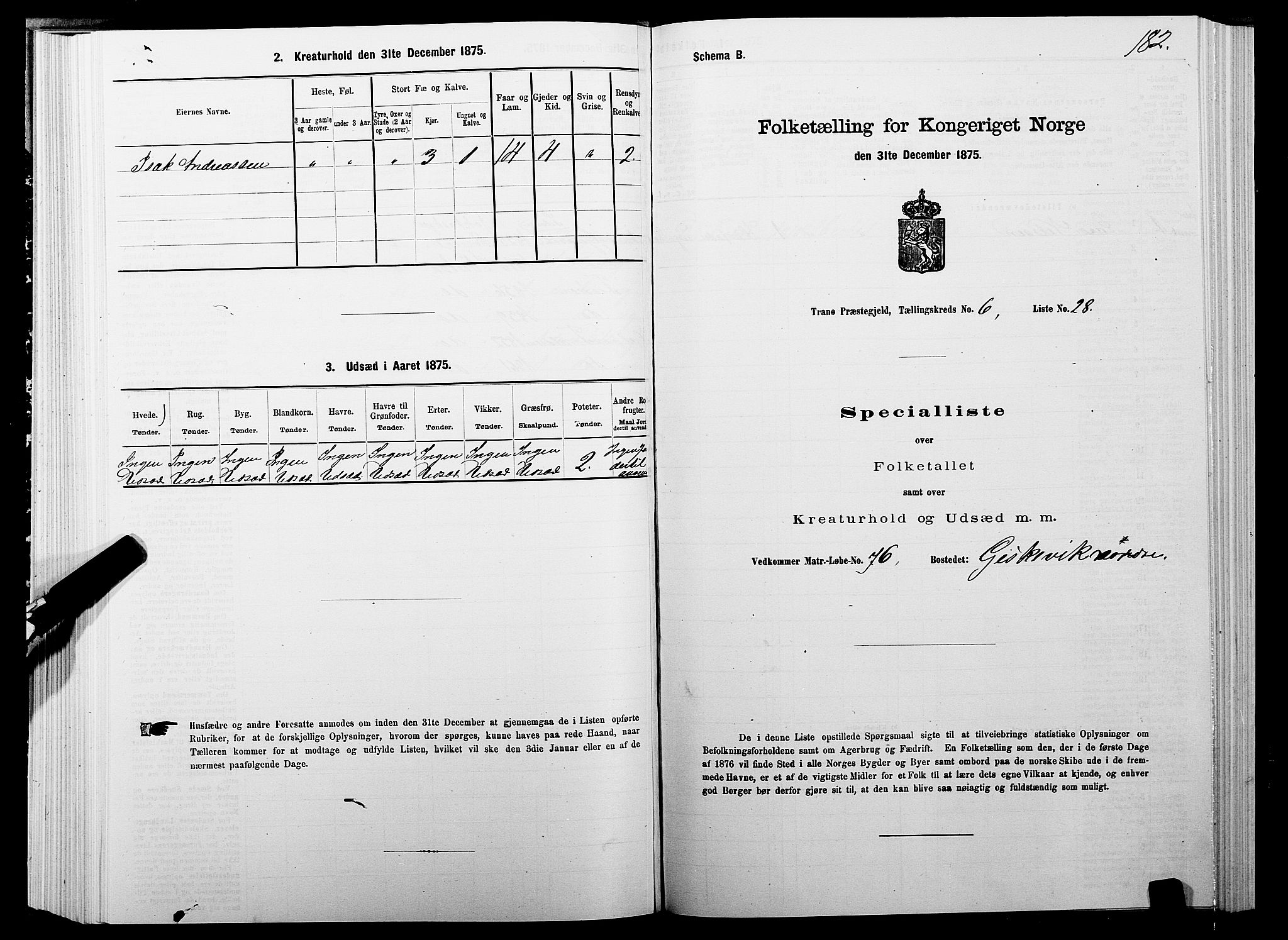 SATØ, 1875 census for 1927P Tranøy, 1875, p. 3182