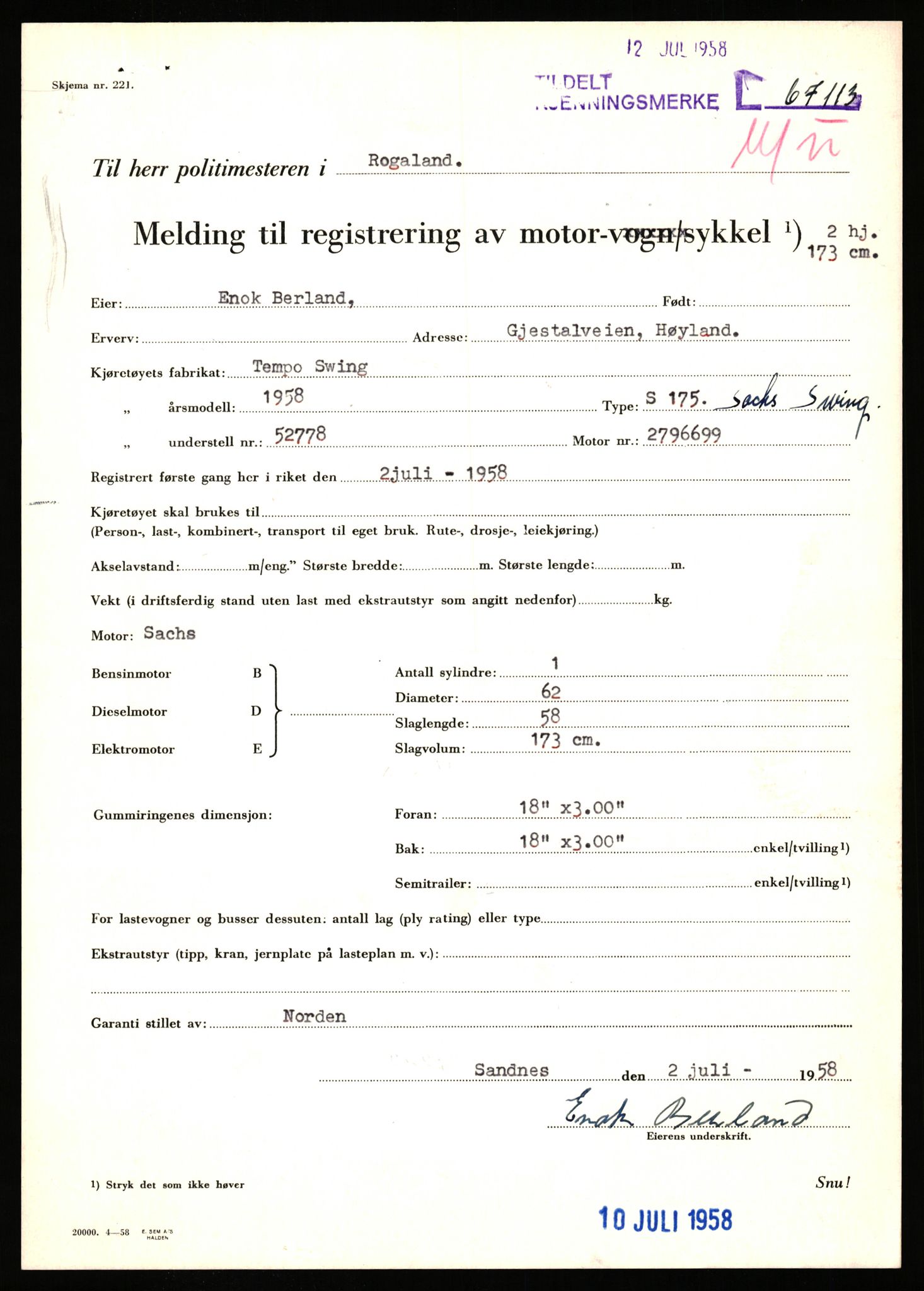 Stavanger trafikkstasjon, AV/SAST-A-101942/0/F/L0065: L-65400 - L-67649, 1930-1971, p. 493