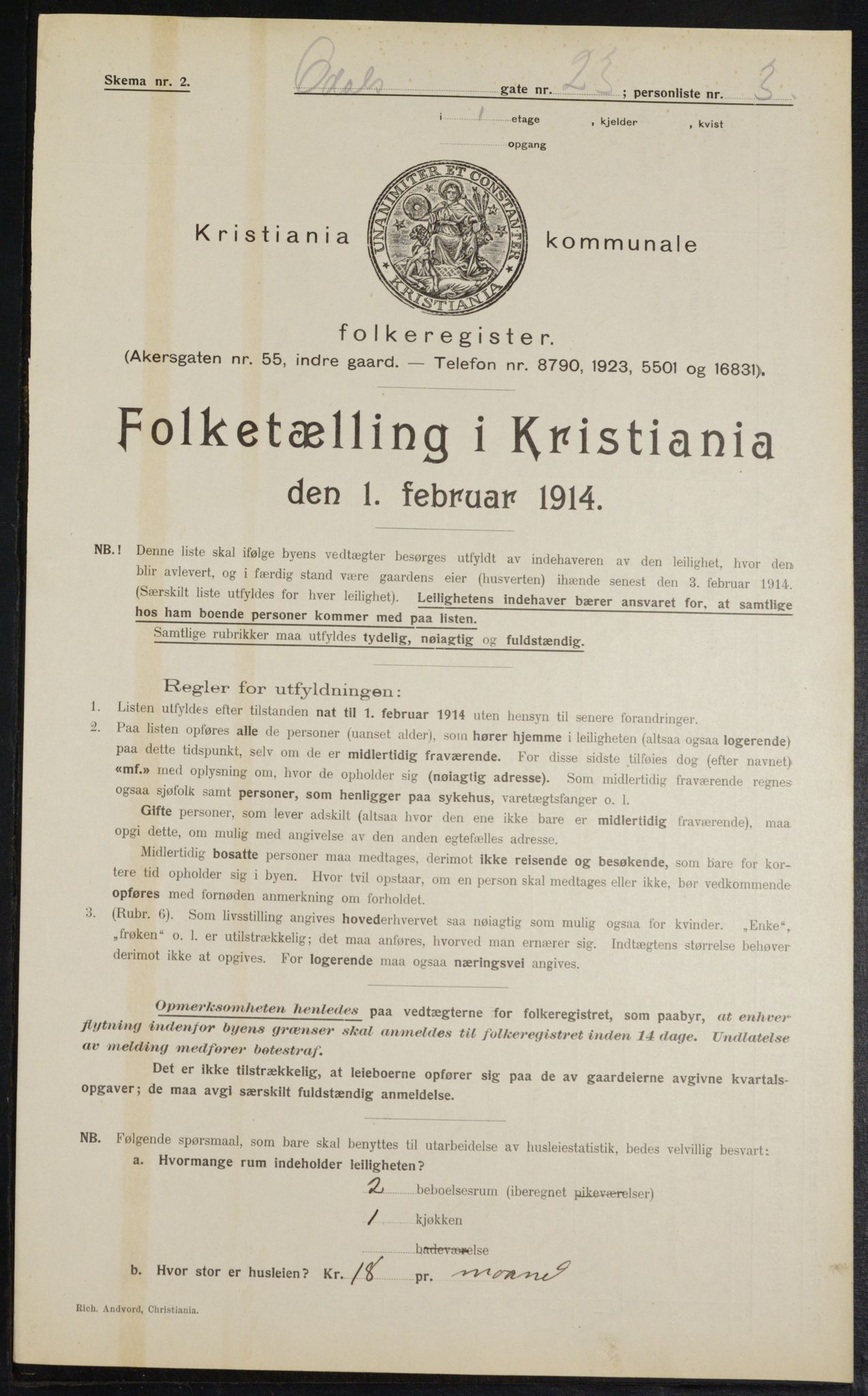 OBA, Municipal Census 1914 for Kristiania, 1914, p. 74469