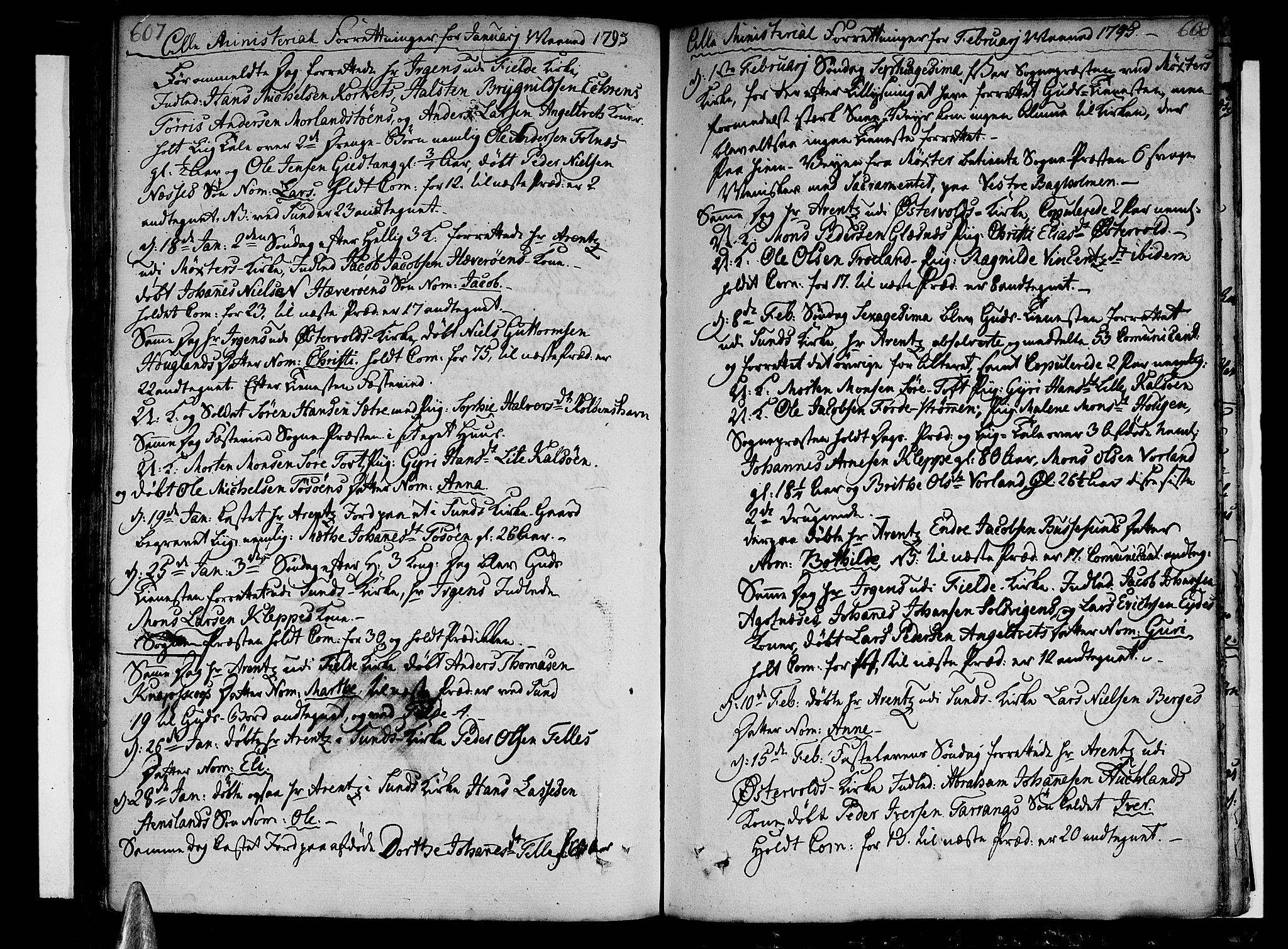 Sund sokneprestembete, AV/SAB-A-99930: Parish register (official) no. A 5, 1770-1795, p. 607-608