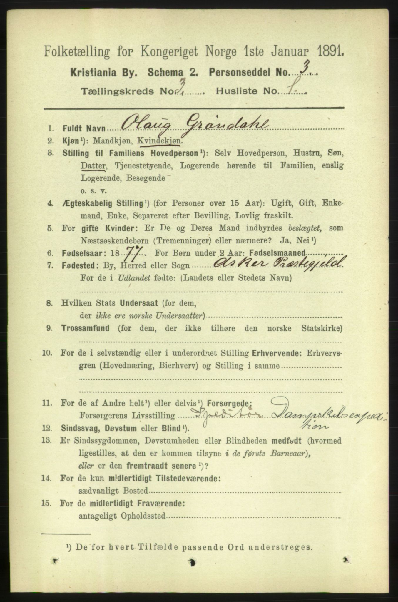 RA, 1891 census for 0301 Kristiania, 1891, p. 1236