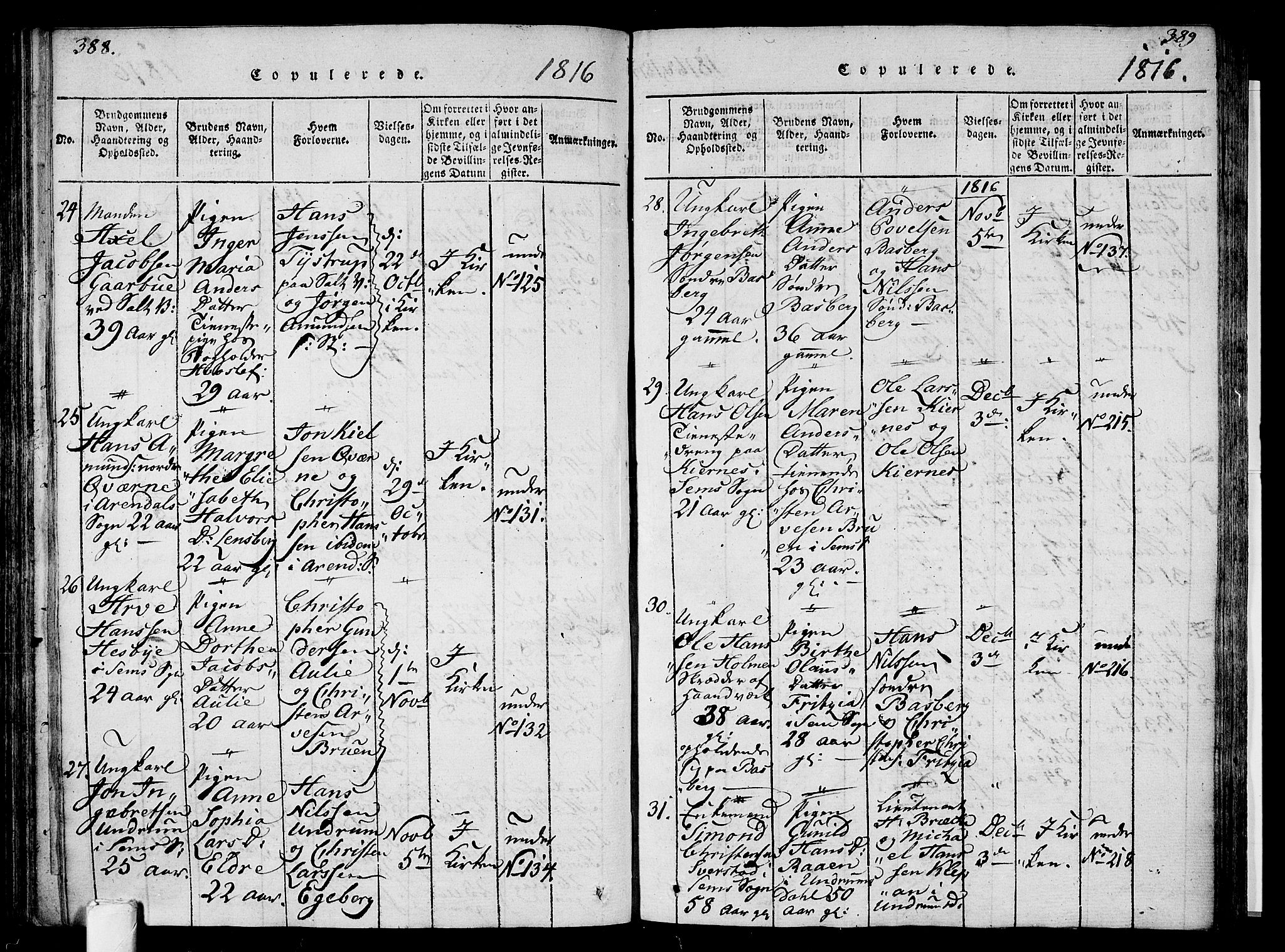 Sem kirkebøker, AV/SAKO-A-5/F/Fa/L0004: Parish register (official) no. I 4, 1814-1825, p. 388-389