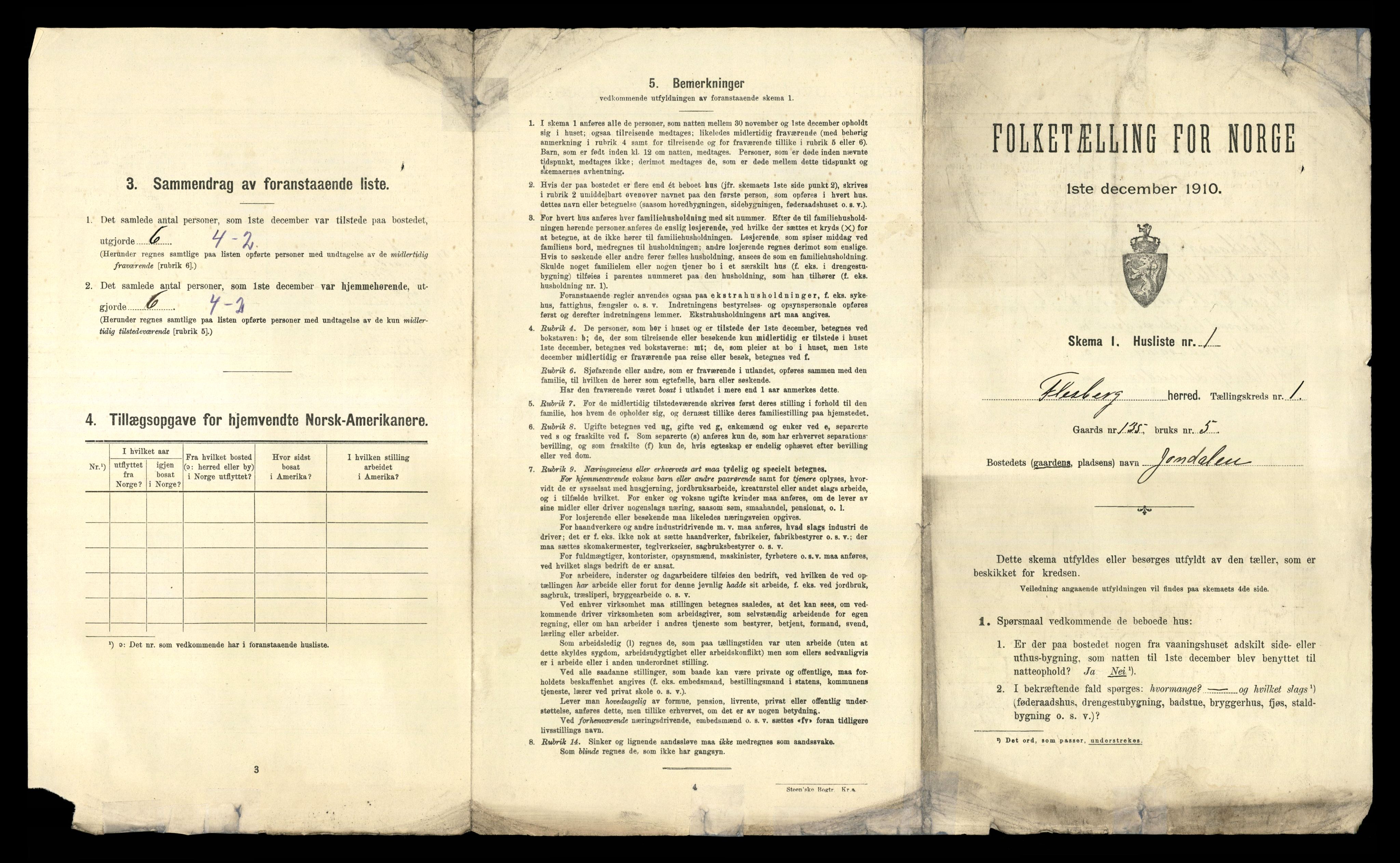 RA, 1910 census for Flesberg, 1910, p. 45