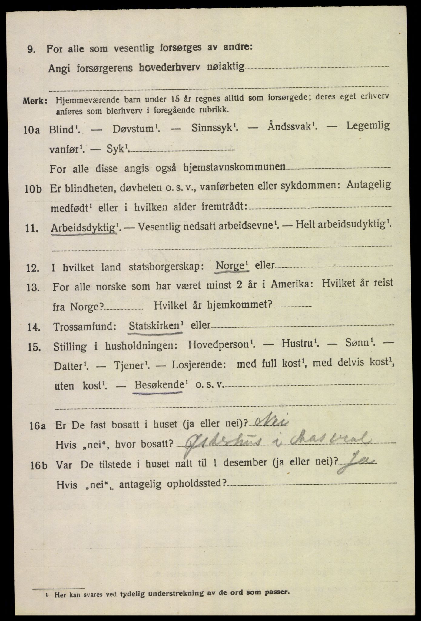 SAK, 1920 census for Åseral, 1920, p. 1151