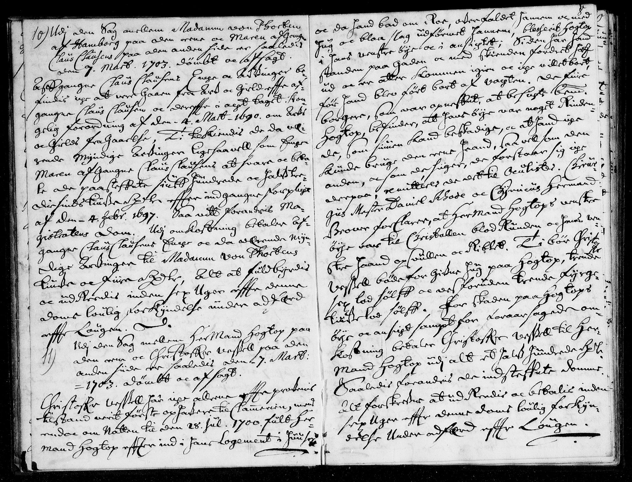 Overhoffretten 1667-1797, AV/RA-EA-2884/Aa/L0034: Avsiktsprotokoll, 1703, p. 7b-8a
