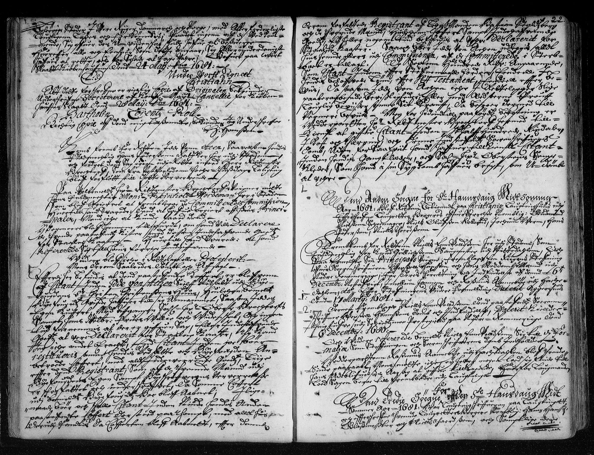 Christiania lagting, AV/SAO-A-11131/F/Fa/L0008: Tingbok, 1680-1689, p. 21b-22a