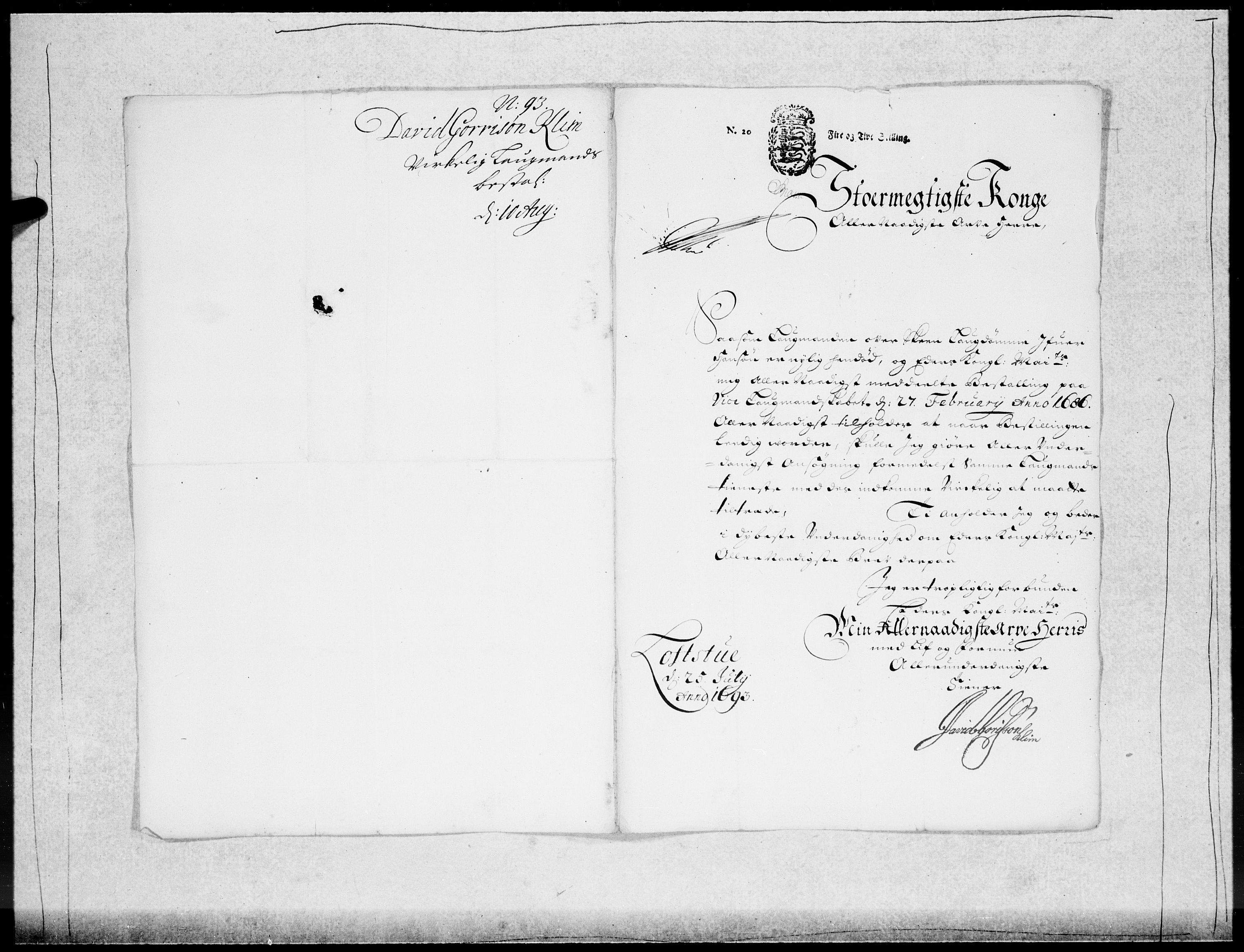 Danske Kanselli 1572-1799, AV/RA-EA-3023/F/Fc/Fcc/Fcca/L0046: Norske innlegg 1572-1799, 1693-1695, p. 31