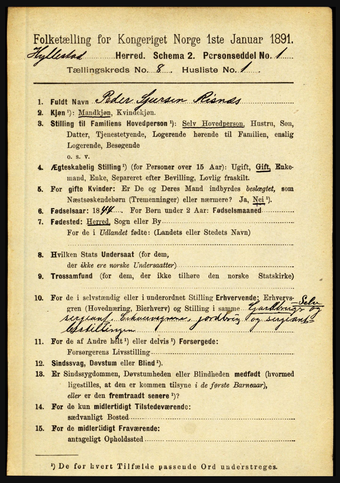 RA, 1891 census for 1413 Hyllestad, 1891, p. 1324