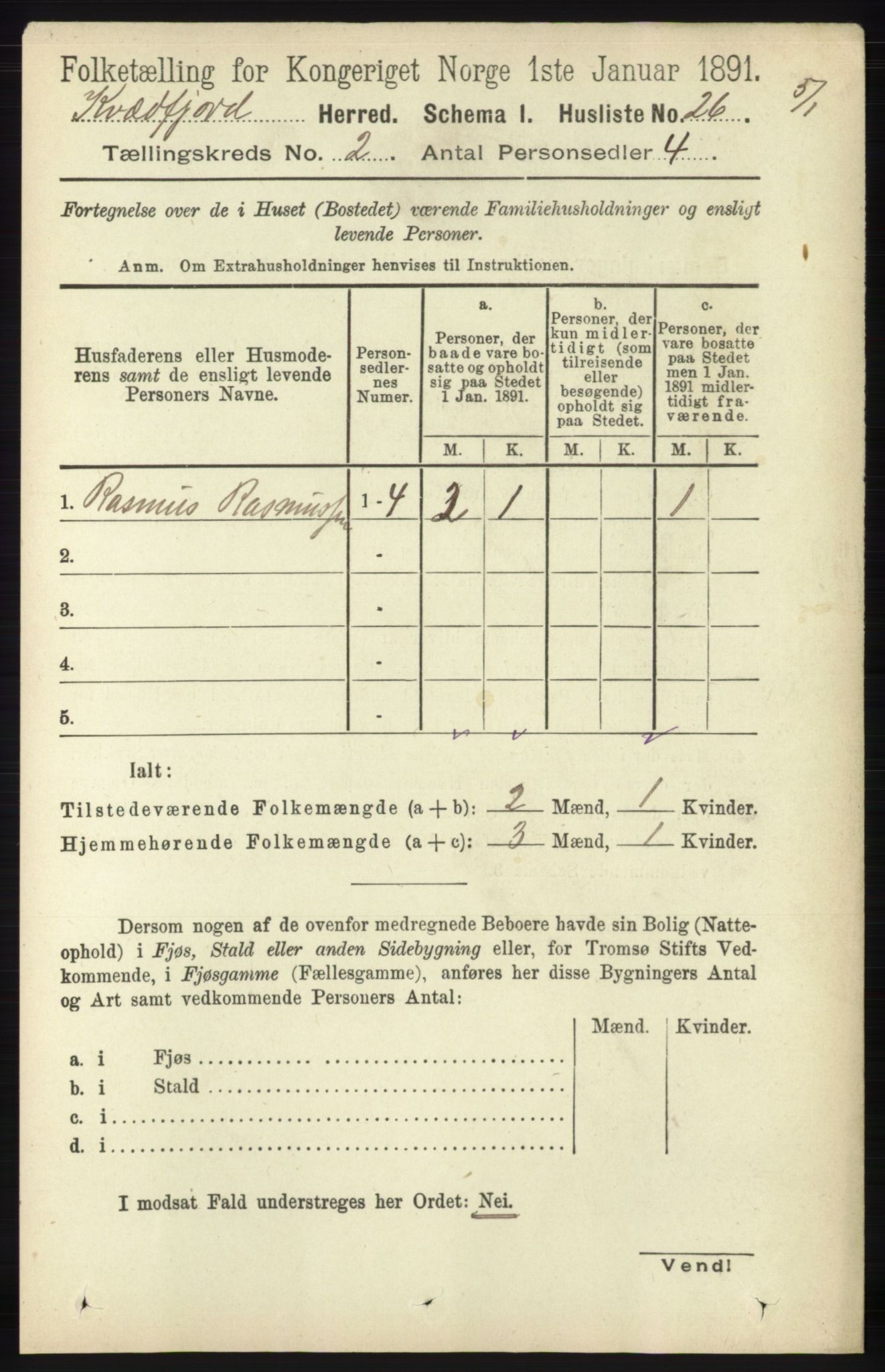 RA, 1891 census for 1911 Kvæfjord, 1891, p. 653