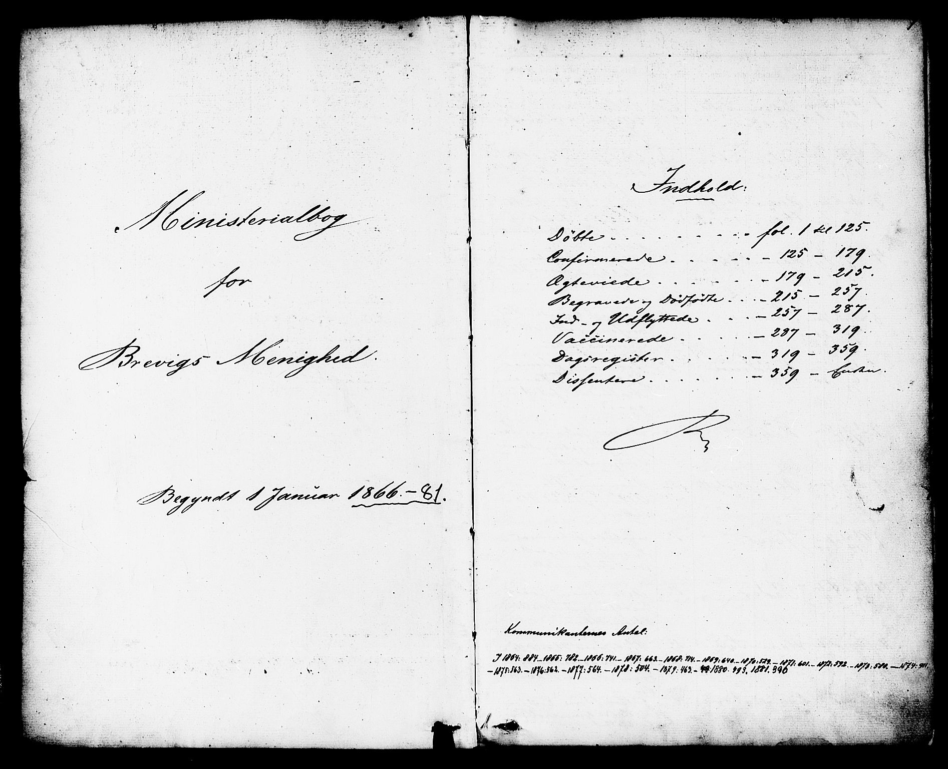 Brevik kirkebøker, SAKO/A-255/F/Fa/L0006: Parish register (official) no. 6, 1866-1881, p. 1