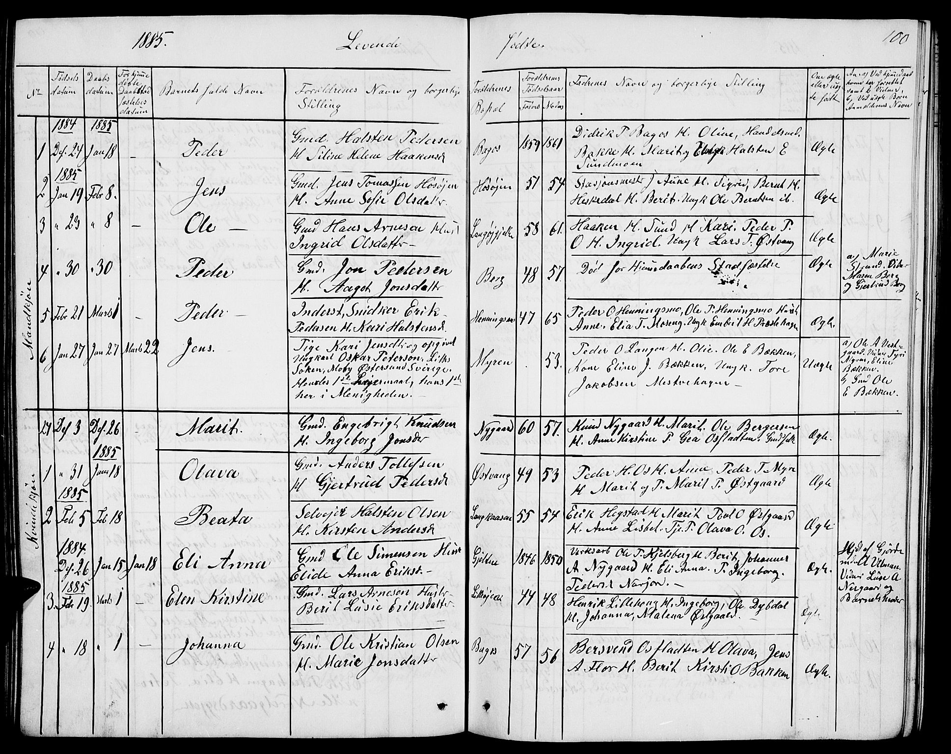 Tolga prestekontor, AV/SAH-PREST-062/L/L0004: Parish register (copy) no. 4, 1845-1887, p. 100