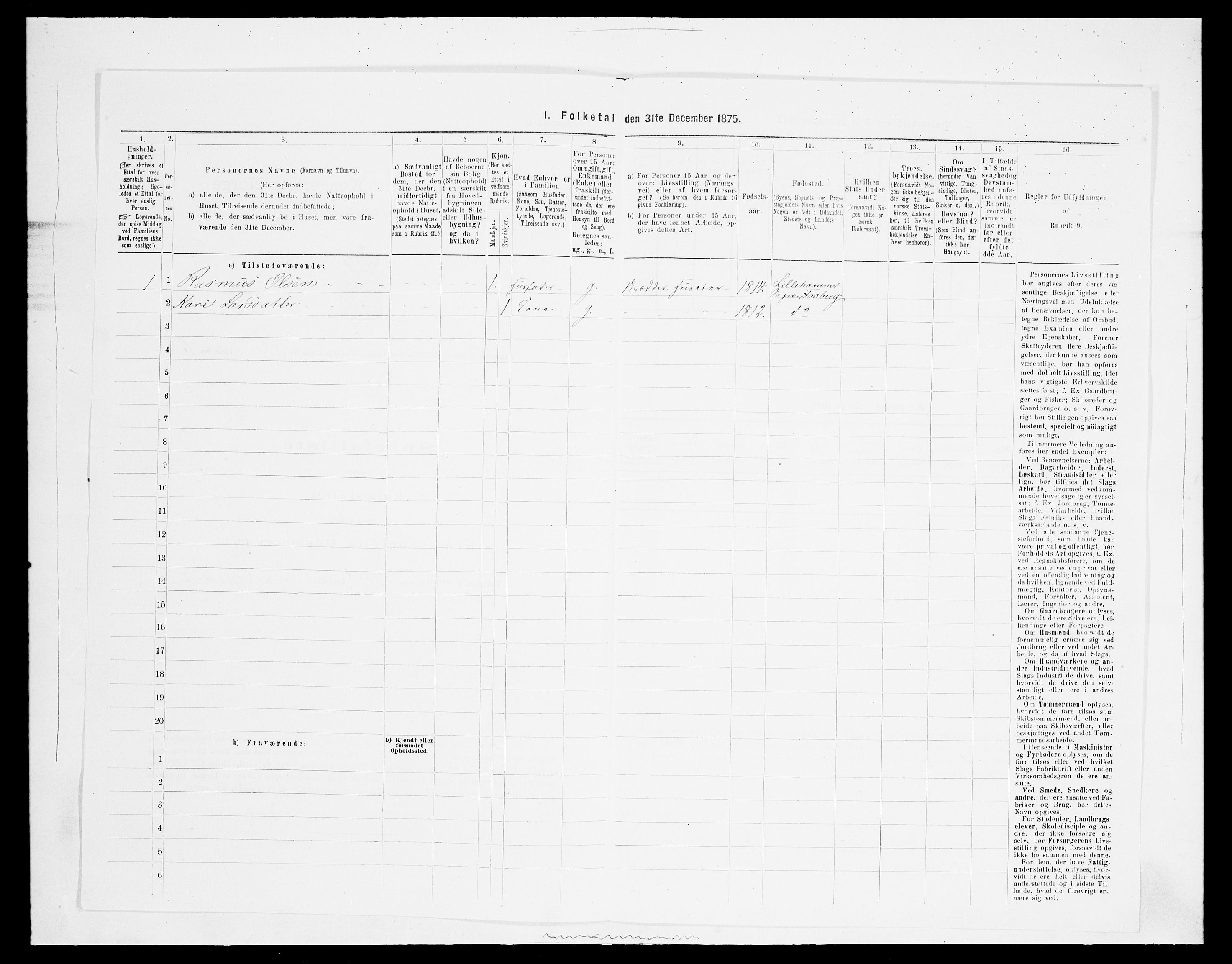 SAH, 1875 census for 0524L Fåberg/Fåberg og Lillehammer, 1875, p. 1585