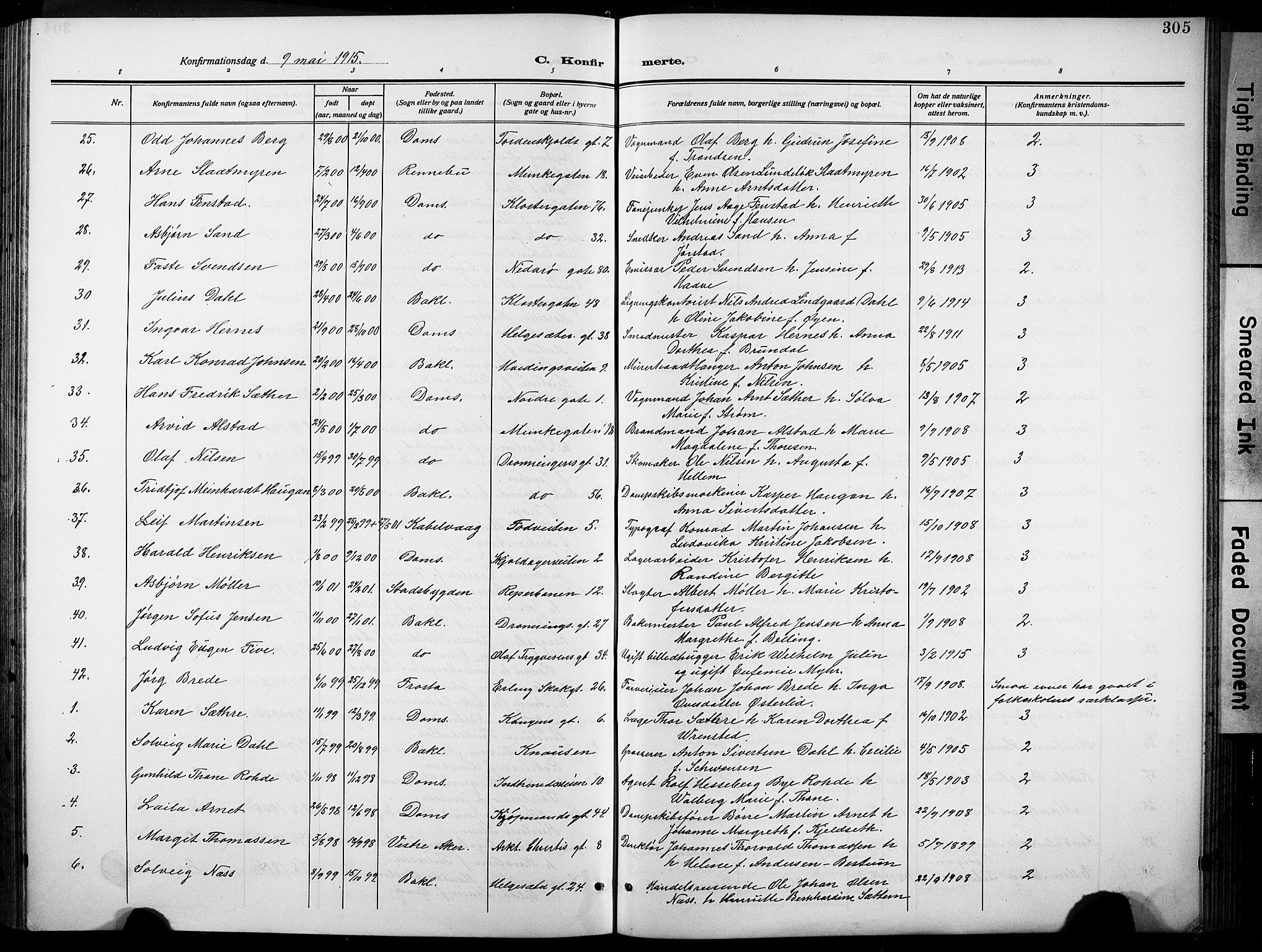 Ministerialprotokoller, klokkerbøker og fødselsregistre - Sør-Trøndelag, SAT/A-1456/601/L0096: Parish register (copy) no. 601C14, 1911-1931, p. 305