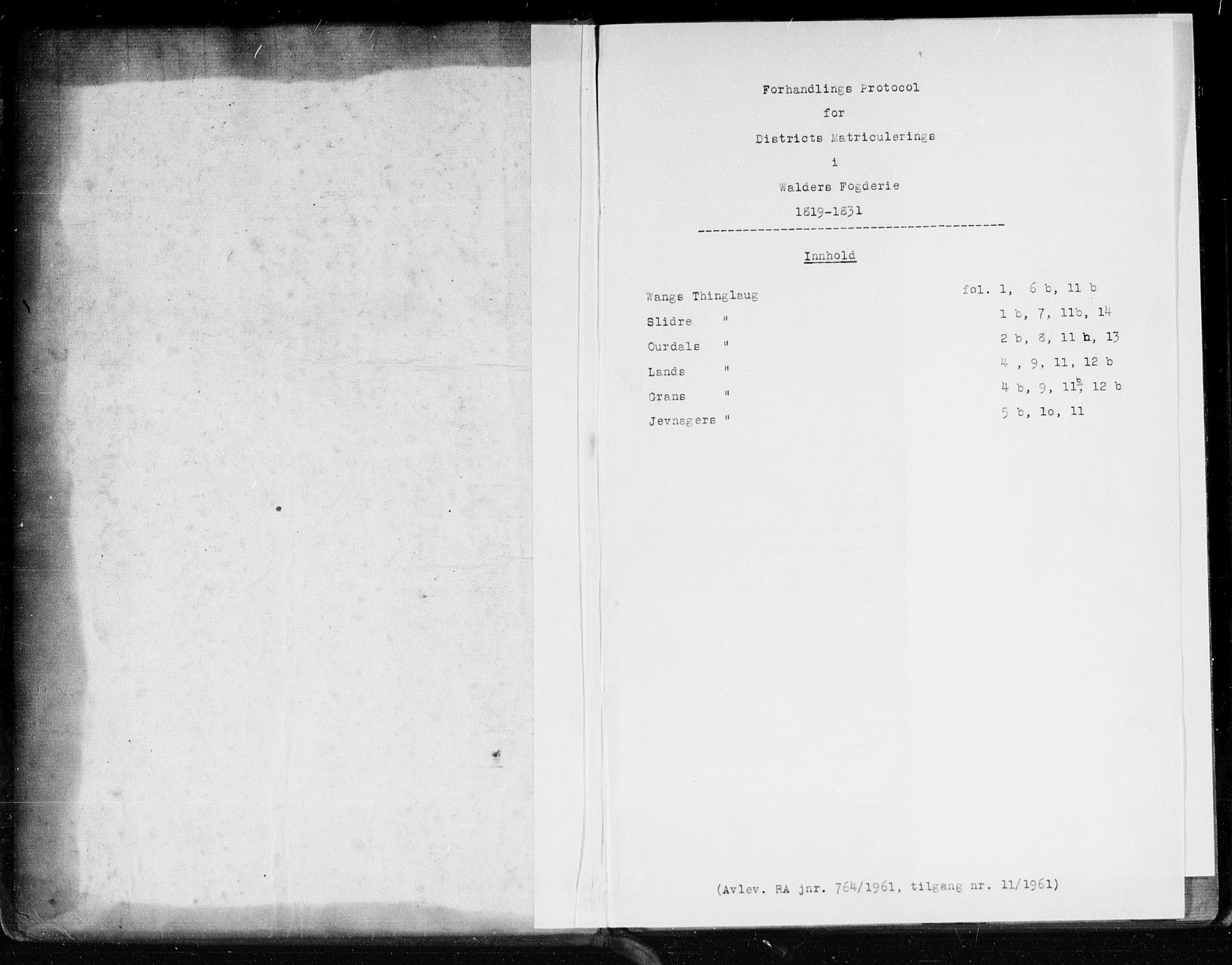 Hovedmatrikkelkommisjonen, RA/S-1529, 1819-1831