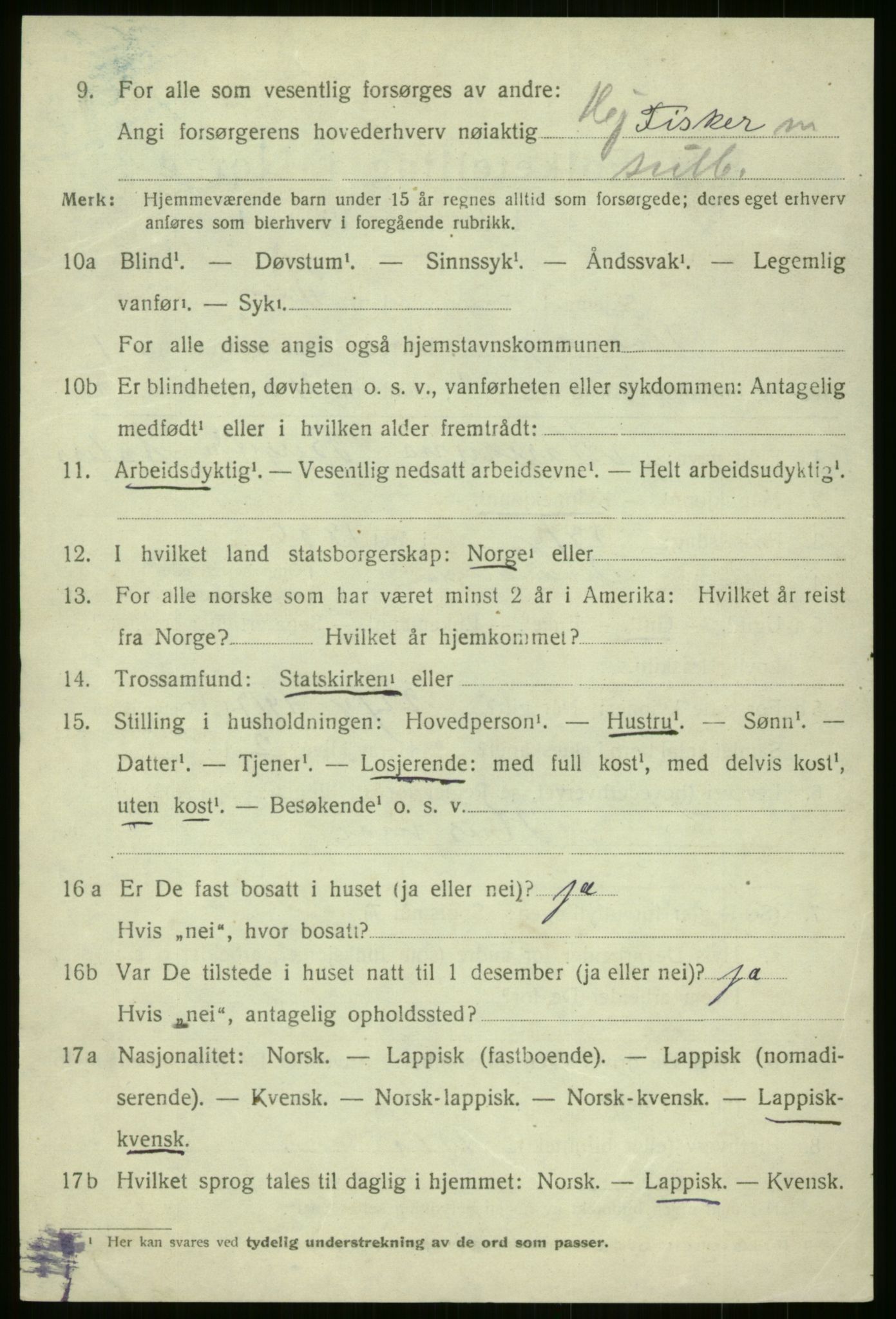 SATØ, 1920 census for Kvænangen, 1920, p. 1209