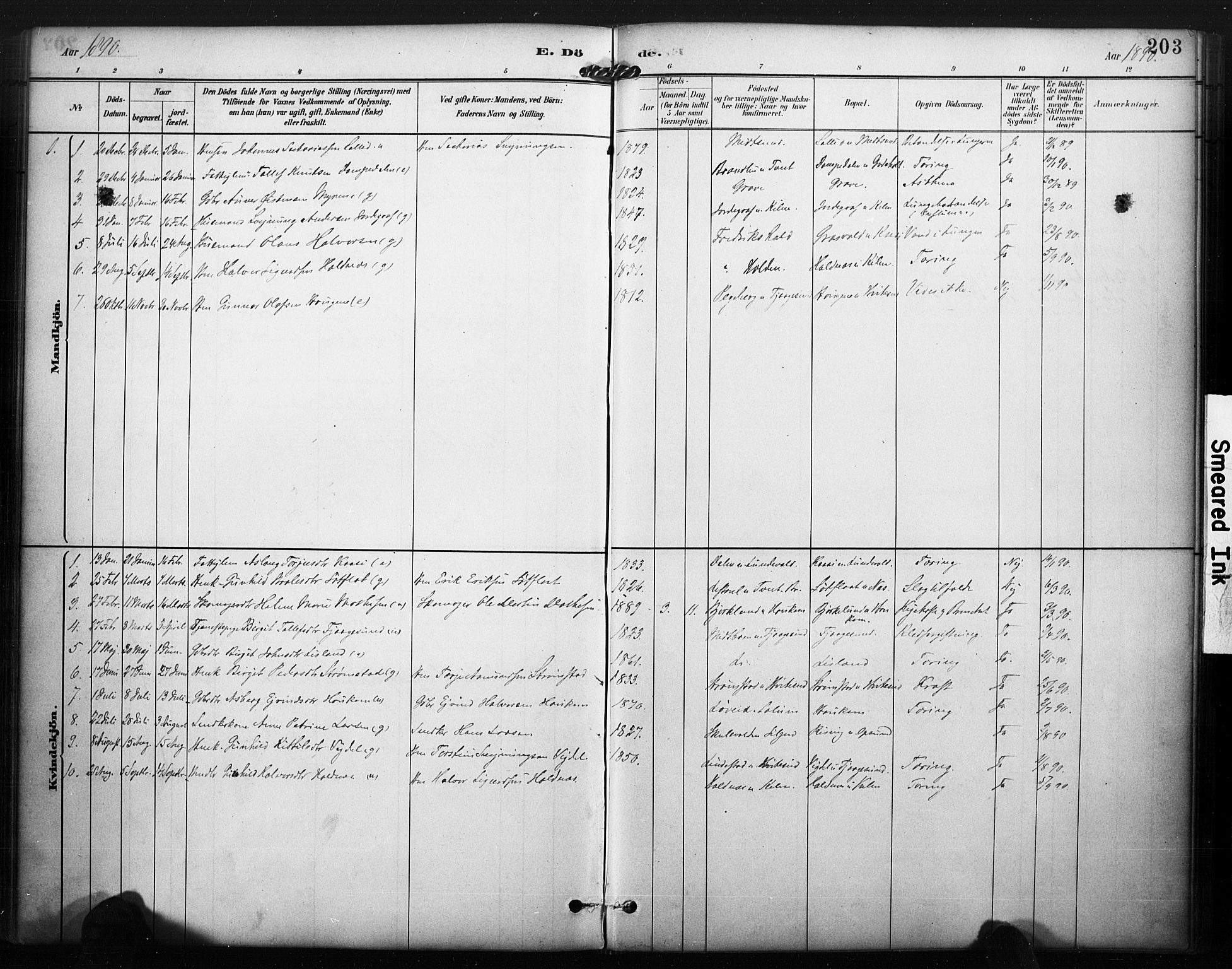 Kviteseid kirkebøker, SAKO/A-276/F/Fa/L0008: Parish register (official) no. I 8, 1882-1903, p. 203