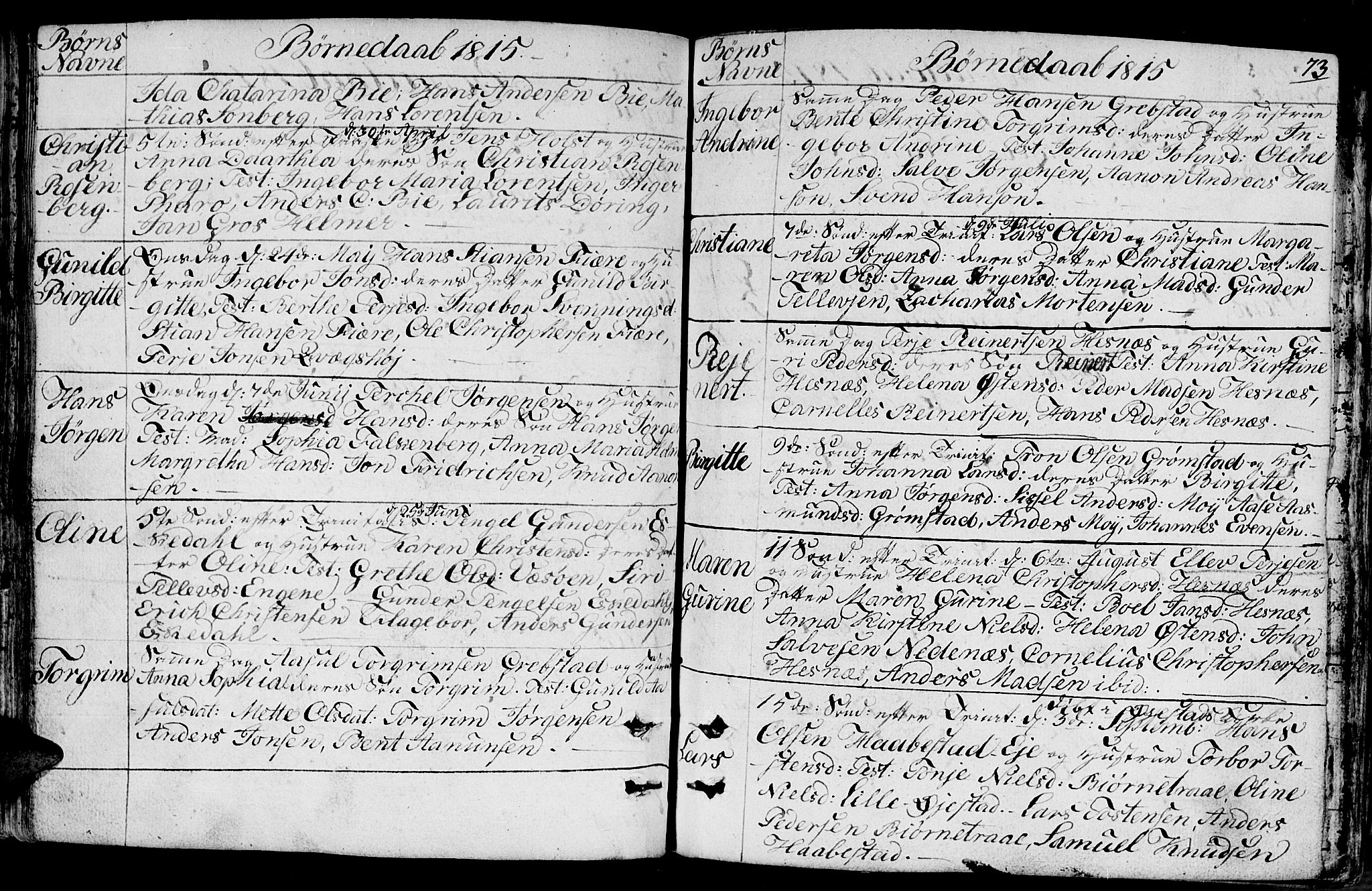 Fjære sokneprestkontor, SAK/1111-0011/F/Fb/L0006: Parish register (copy) no. B 6, 1803-1817, p. 73