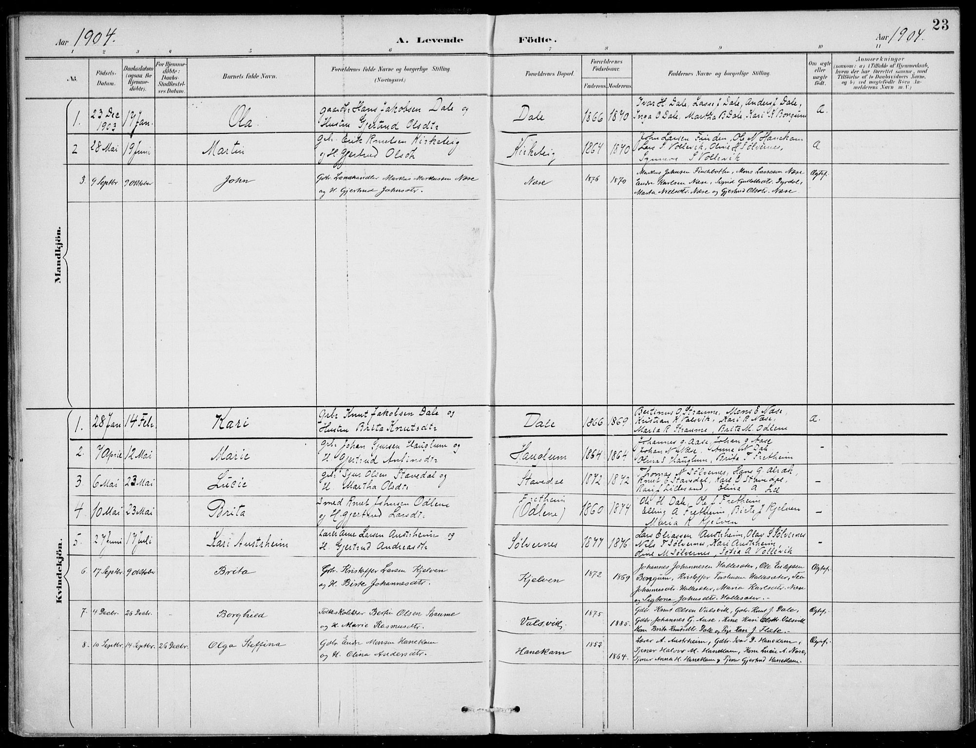 Vik sokneprestembete, AV/SAB-A-81501/H/Haa/Haac/L0002: Parish register (official) no. C  2, 1891-1910, p. 23