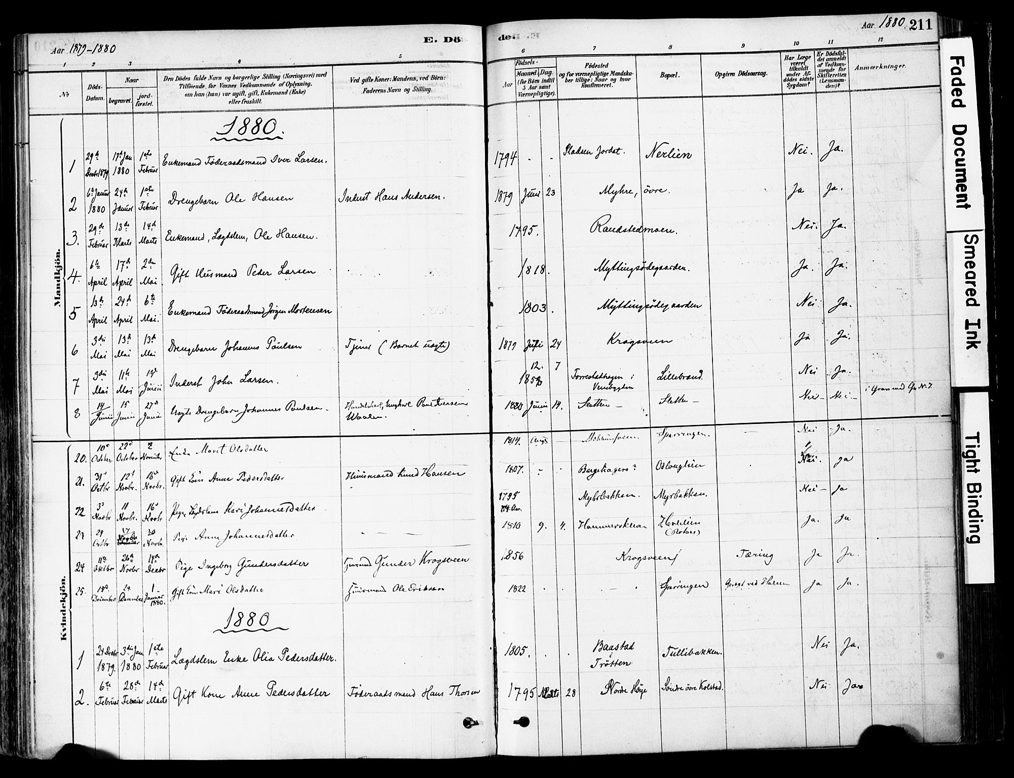 Ringebu prestekontor, SAH/PREST-082/H/Ha/Haa/L0008: Parish register (official) no. 8, 1878-1898, p. 211