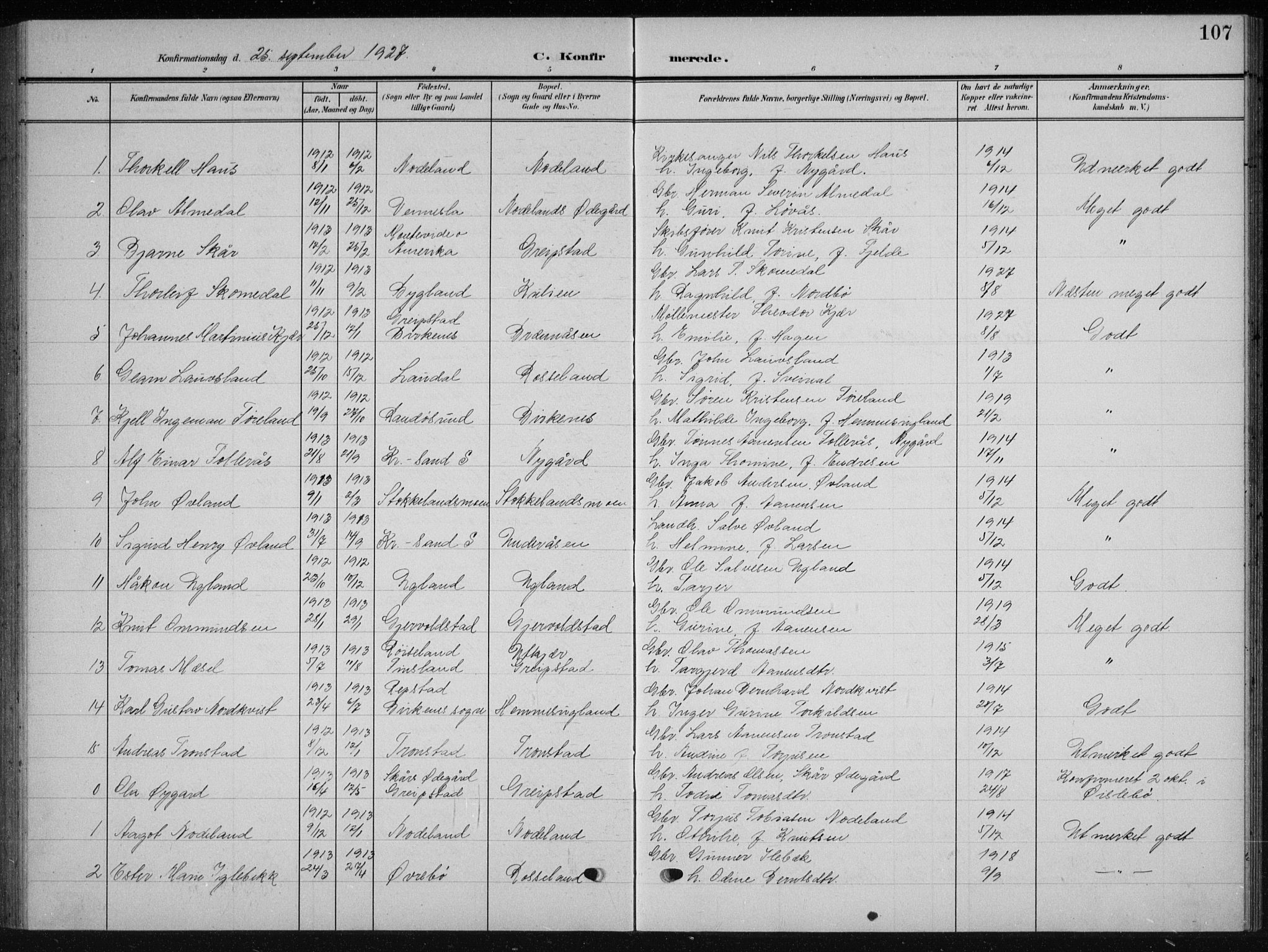 Søgne sokneprestkontor, AV/SAK-1111-0037/F/Fb/Fba/L0005: Parish register (copy) no. B 5, 1904-1936, p. 107