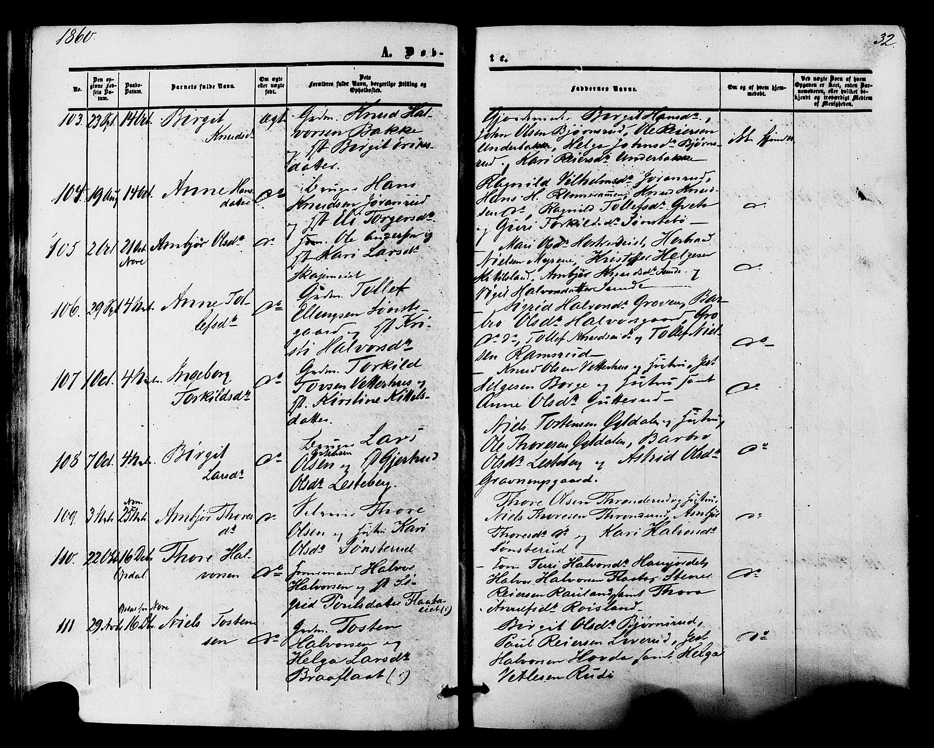 Nore kirkebøker, SAKO/A-238/F/Fa/L0003: Parish register (official) no. I 3, 1858-1866, p. 32