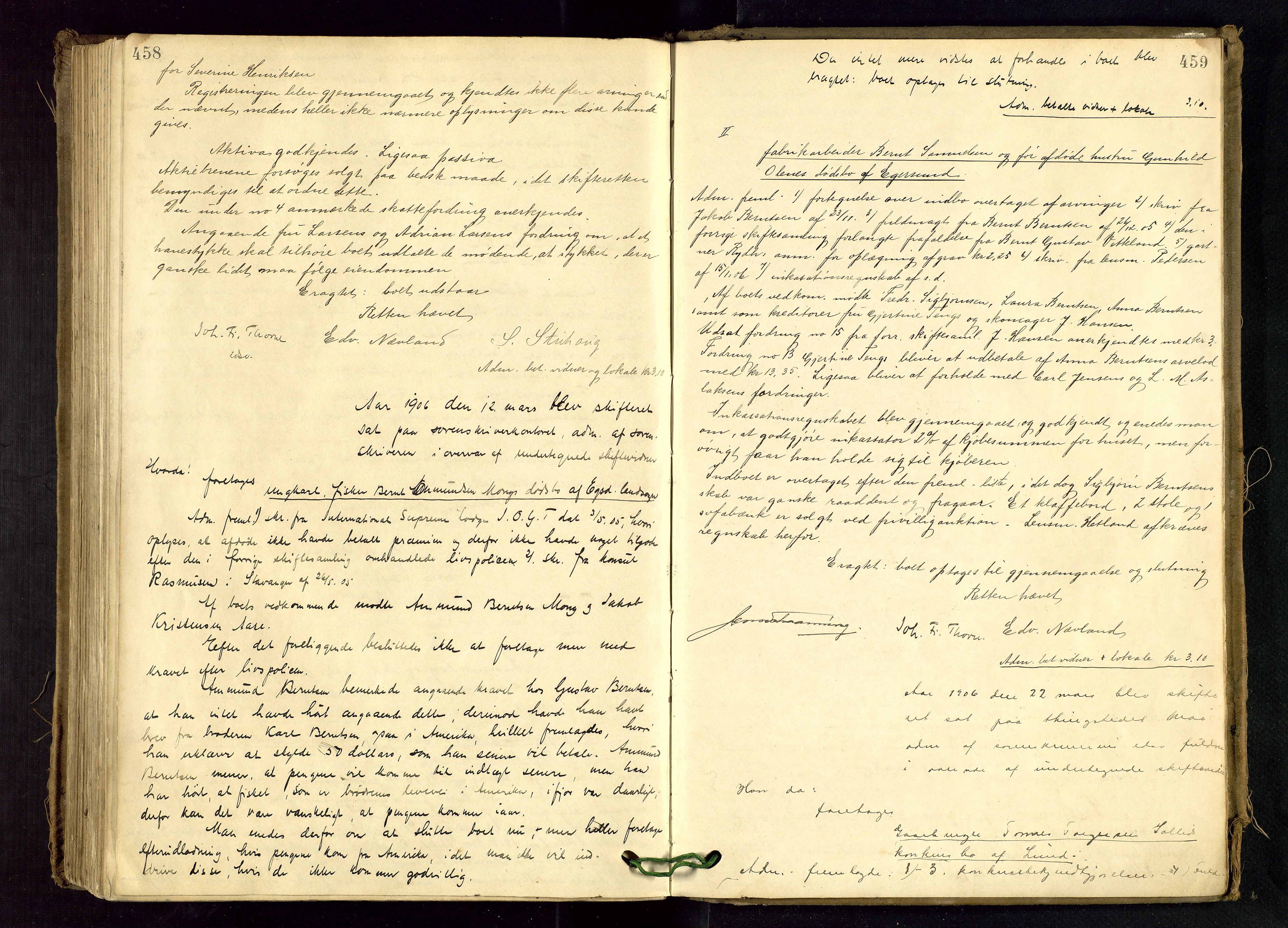 Dalane sorenskriveri, AV/SAST-A-100309/001/5/500/500BB/L0004: SKIFTEPROTOKOLL, 1899-1906, p. 458-459