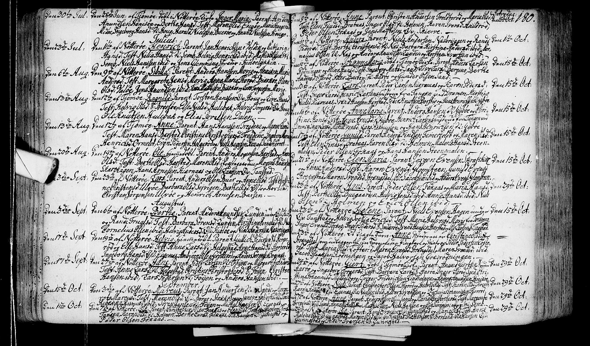 Nøtterøy kirkebøker, SAKO/A-354/F/Fa/L0002: Parish register (official) no. I 2, 1738-1790, p. 180