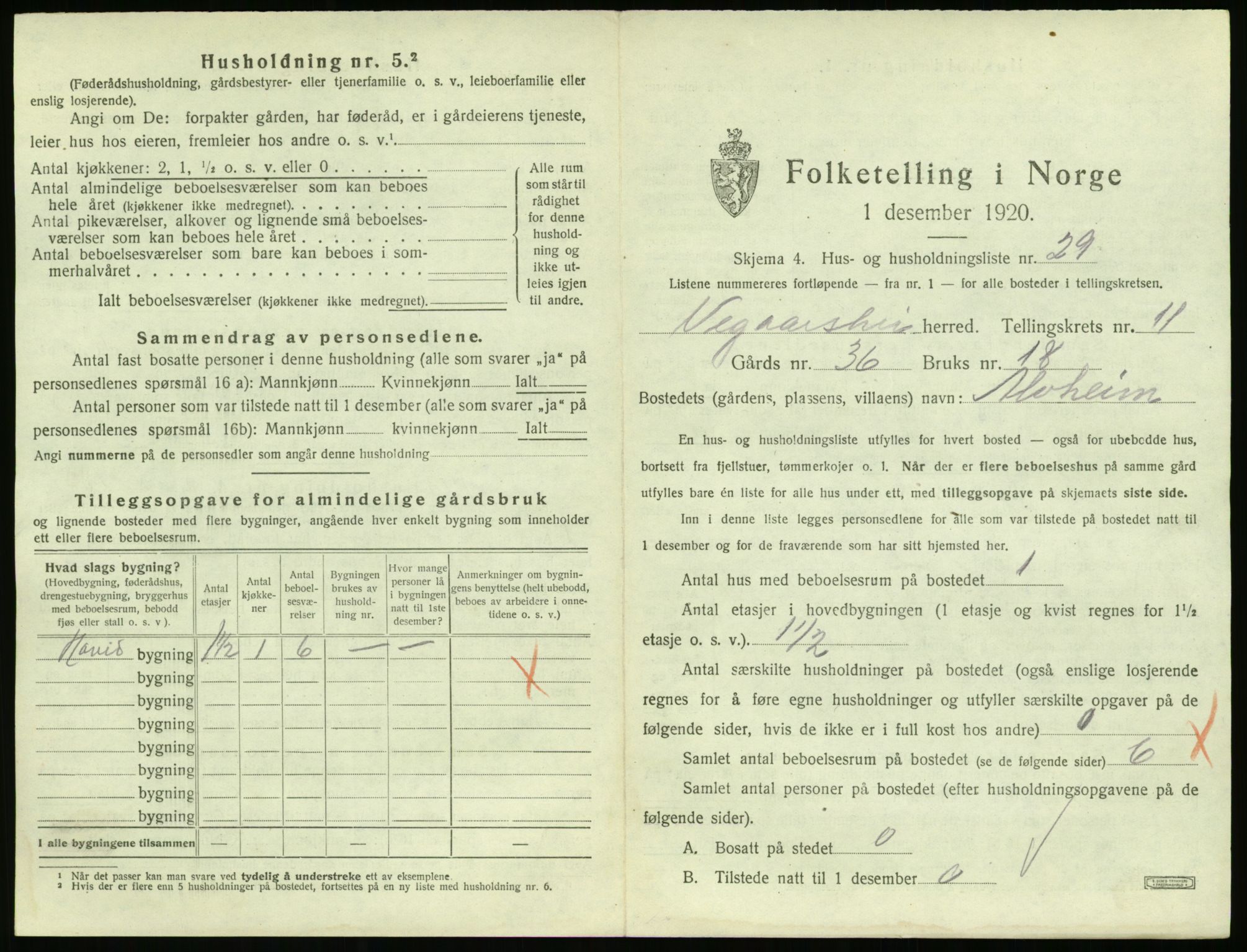 SAK, 1920 census for Vegårshei, 1920, p. 586