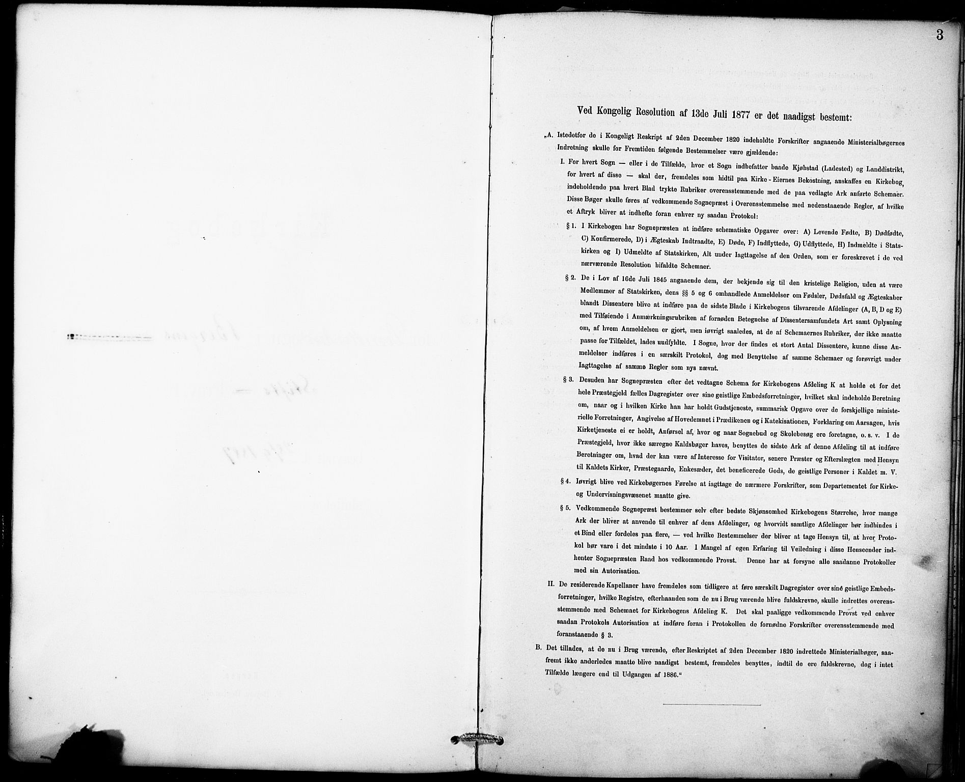 Domkirken sokneprestembete, SAB/A-74801/H/Haa: Parish register (official) no. I 1, 1887-1908, p. 3
