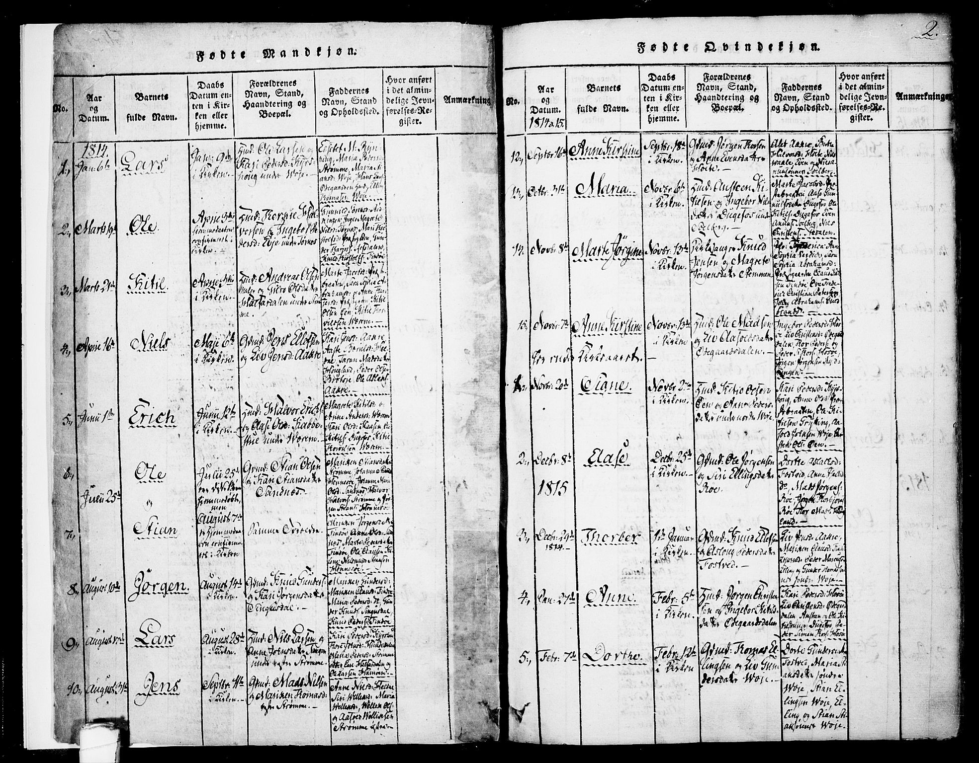 Drangedal kirkebøker, SAKO/A-258/F/Fa/L0005: Parish register (official) no. 5 /1, 1814-1831, p. 2