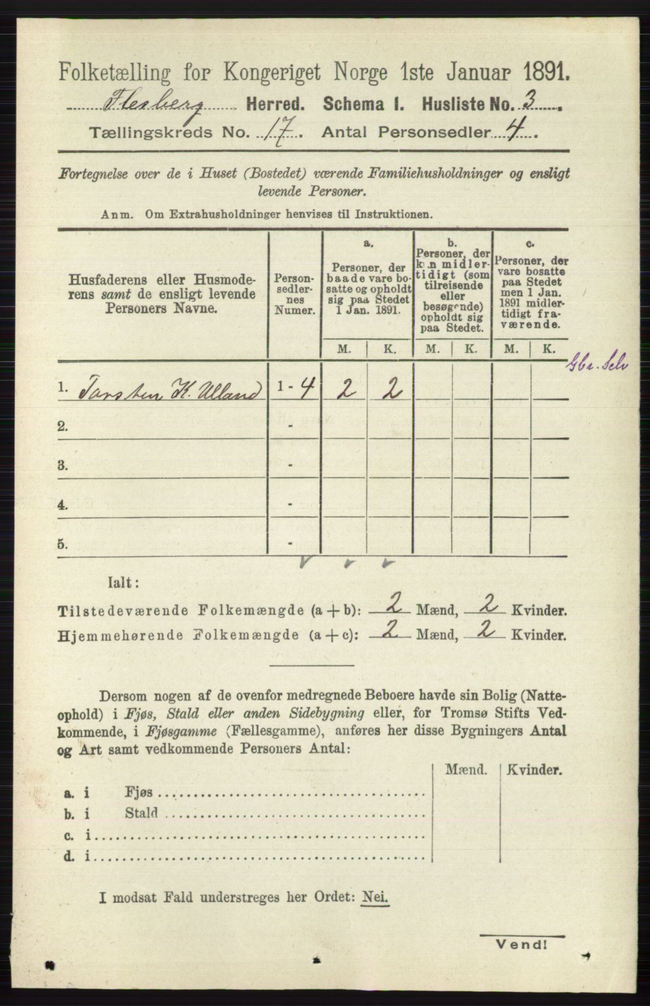 RA, 1891 census for 0631 Flesberg, 1891, p. 2977