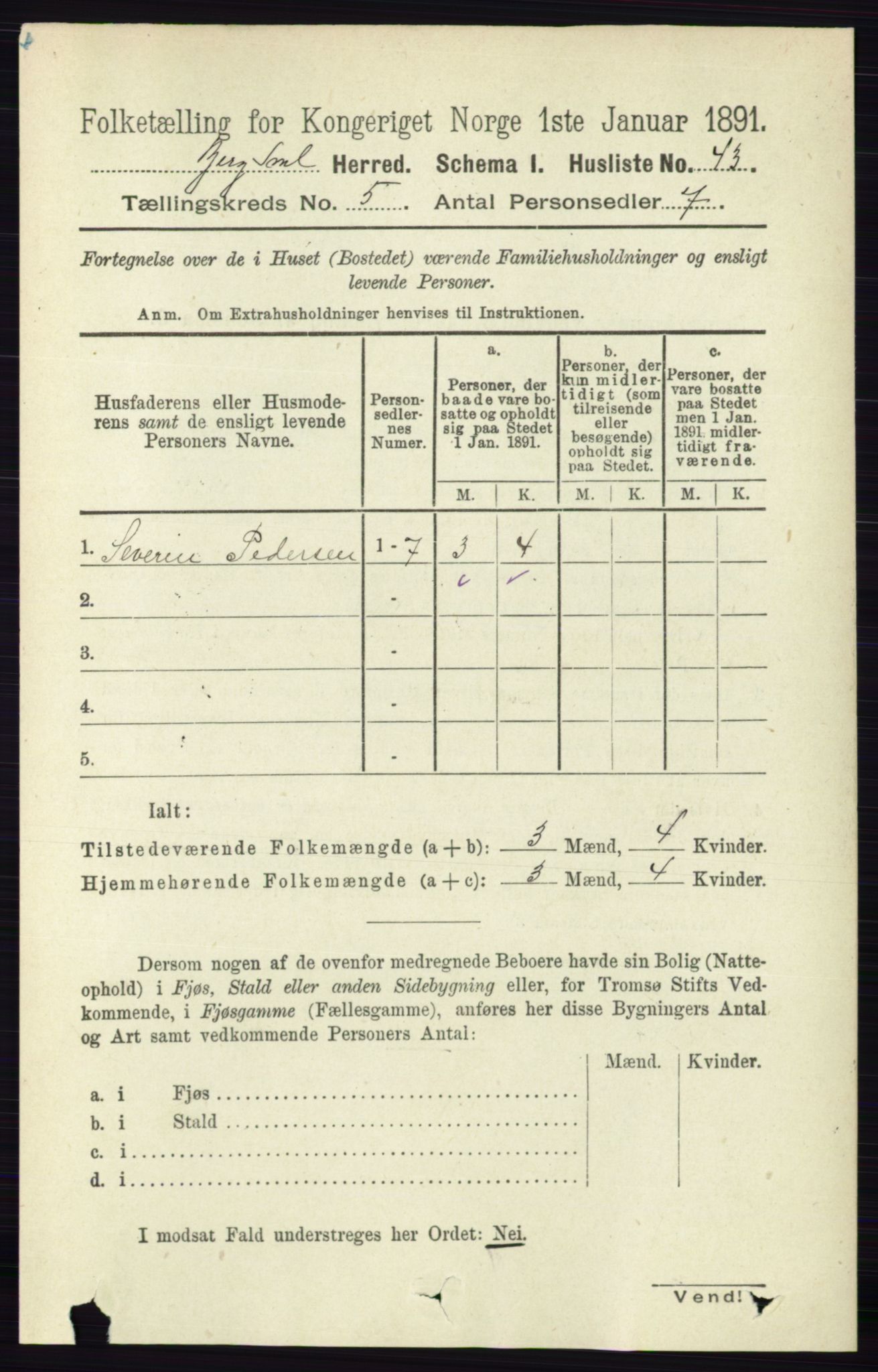 RA, 1891 census for 0116 Berg, 1891, p. 3380