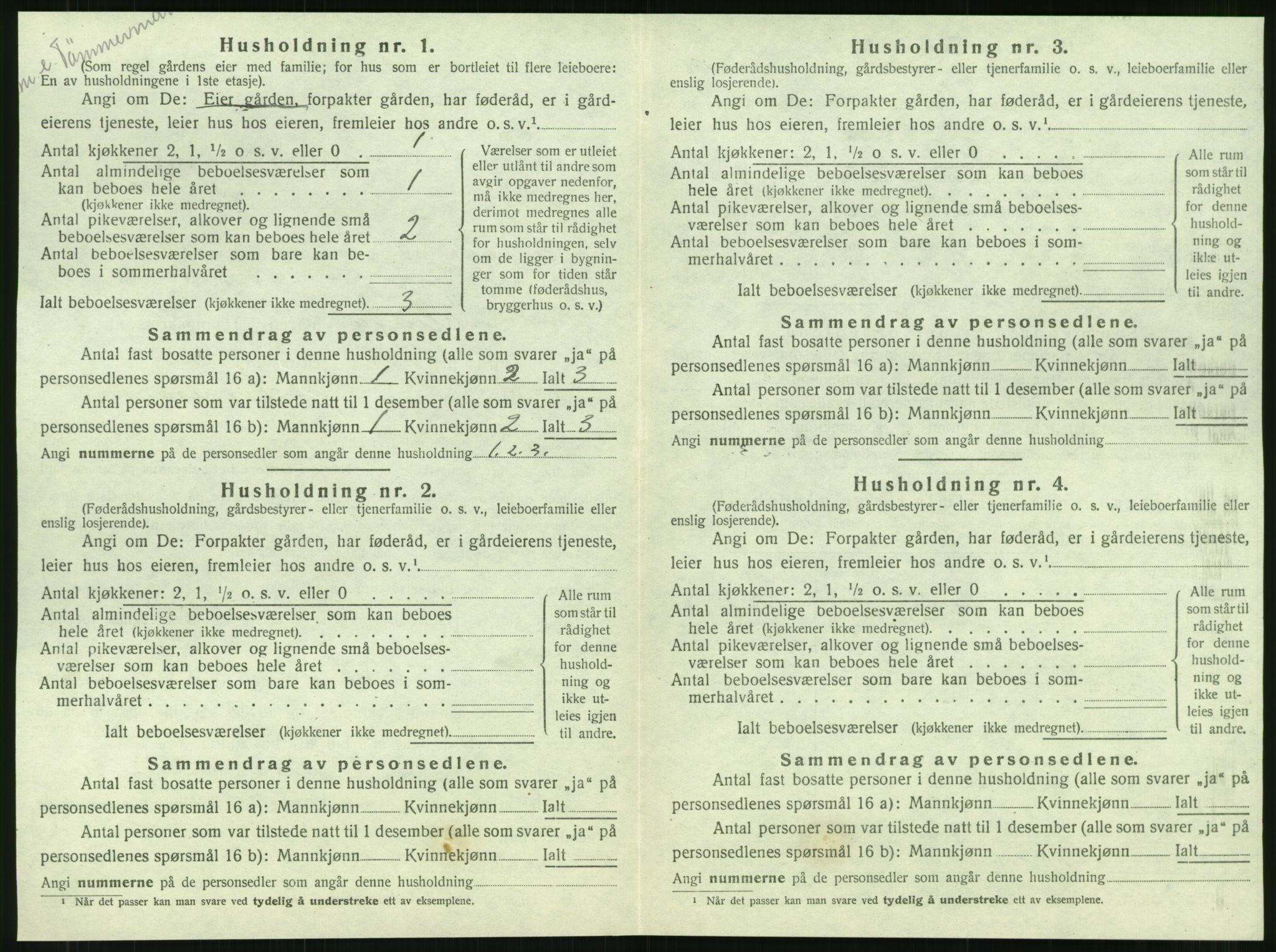 SAT, 1920 census for Klinga, 1920, p. 694