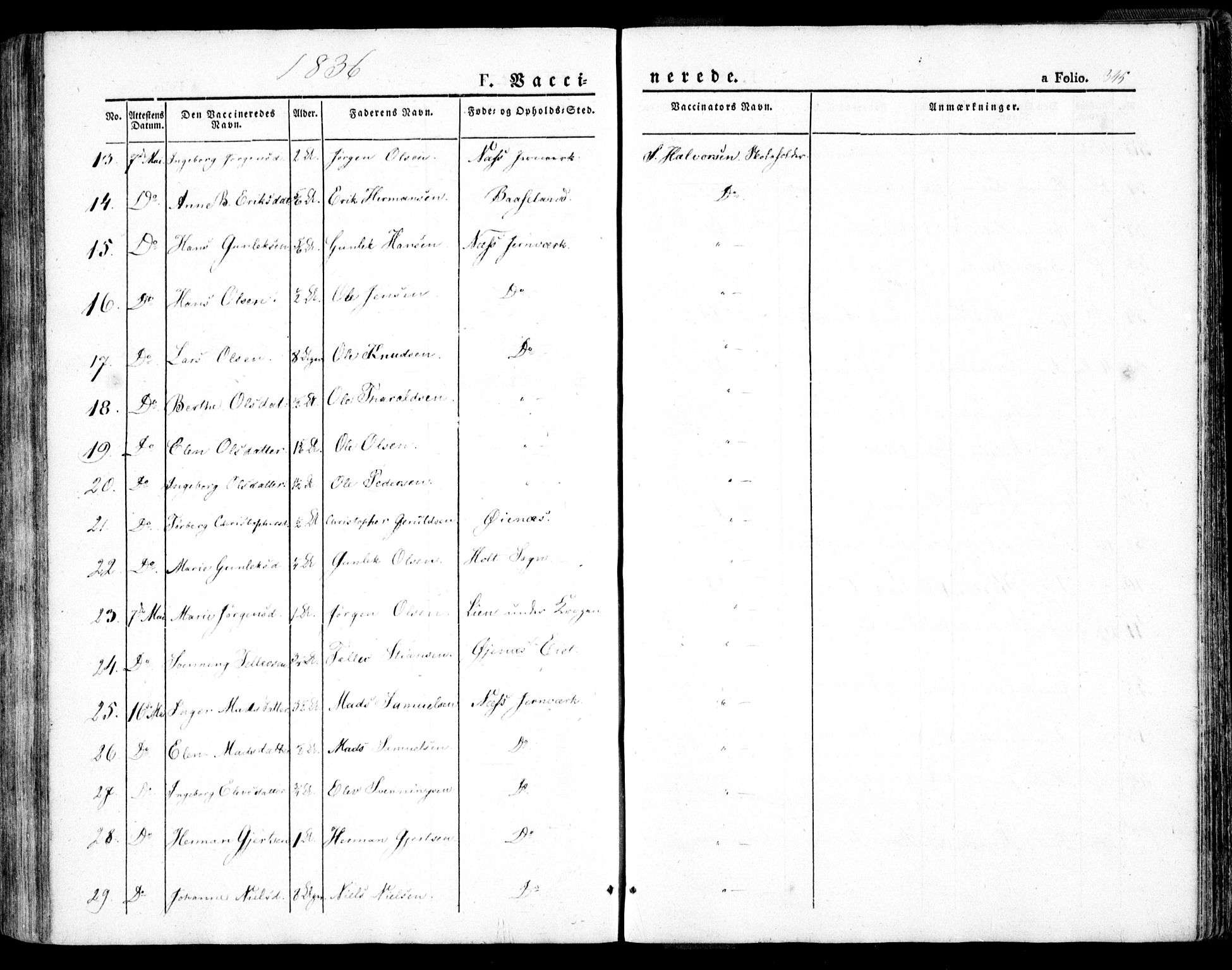 Holt sokneprestkontor, AV/SAK-1111-0021/F/Fa/L0007: Parish register (official) no. A 7, 1836-1848, p. 345