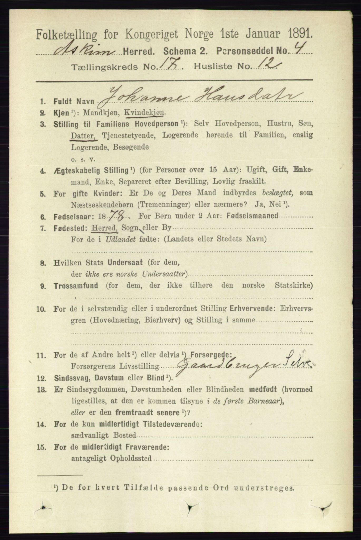 RA, 1891 census for 0124 Askim, 1891, p. 2921