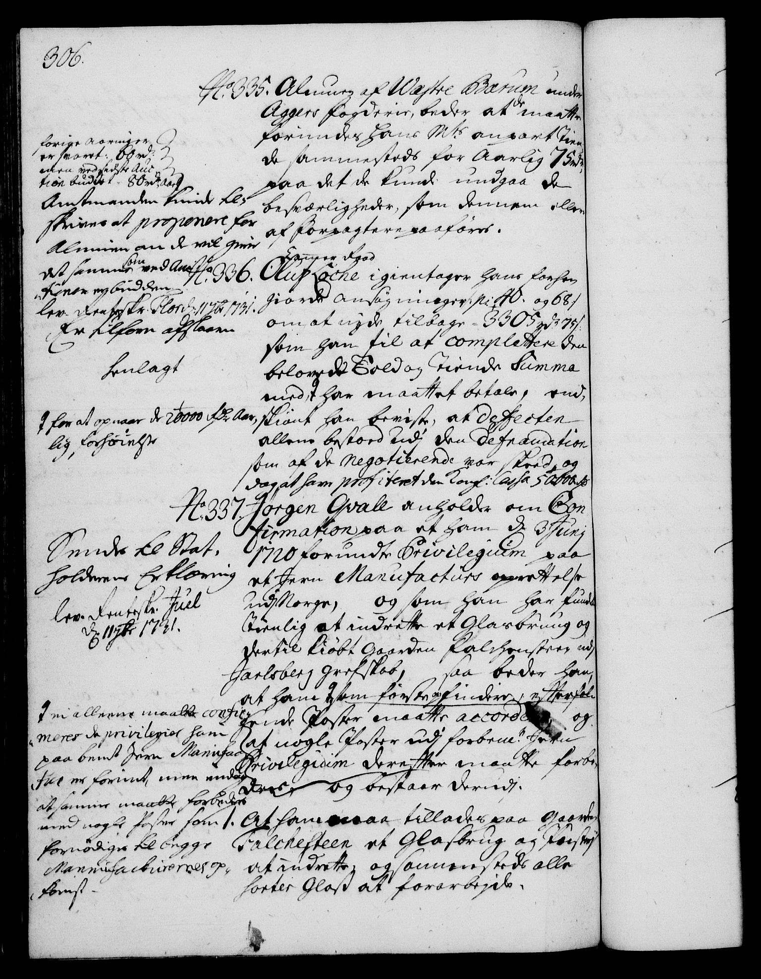 Rentekammeret, Kammerkanselliet, RA/EA-3111/G/Gh/Gha/L0013: Norsk ekstraktmemorialprotokoll (merket RK 53.58), 1731, p. 306