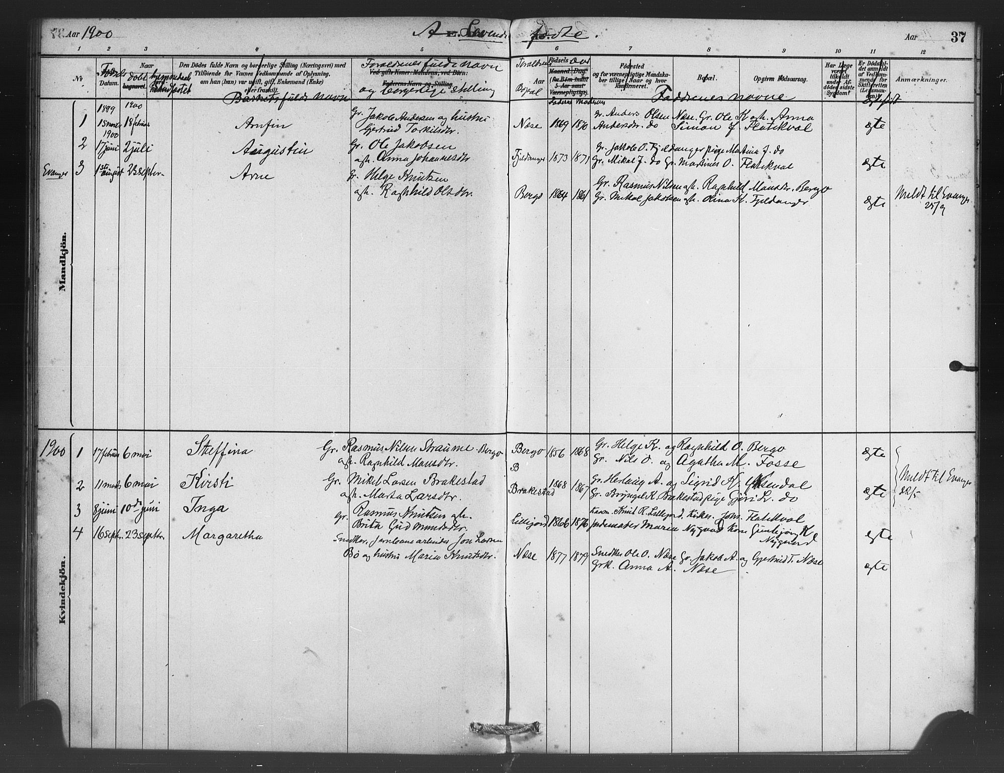 Vaksdal Sokneprestembete, SAB/A-78901/H/Haa: Parish register (official) no. C 1, 1881-1900, p. 37