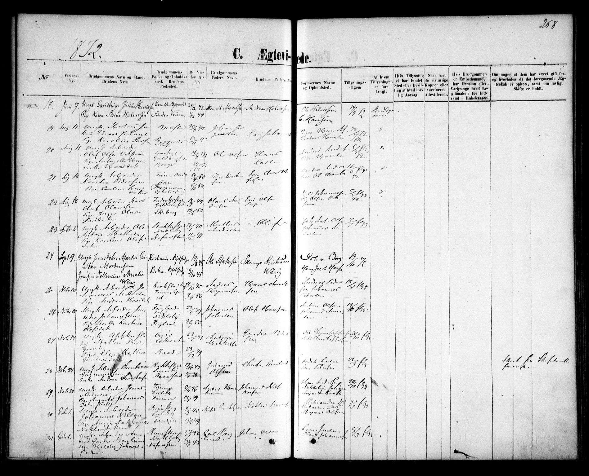 Glemmen prestekontor Kirkebøker, SAO/A-10908/F/Fa/L0009: Parish register (official) no. 9, 1871-1878, p. 268