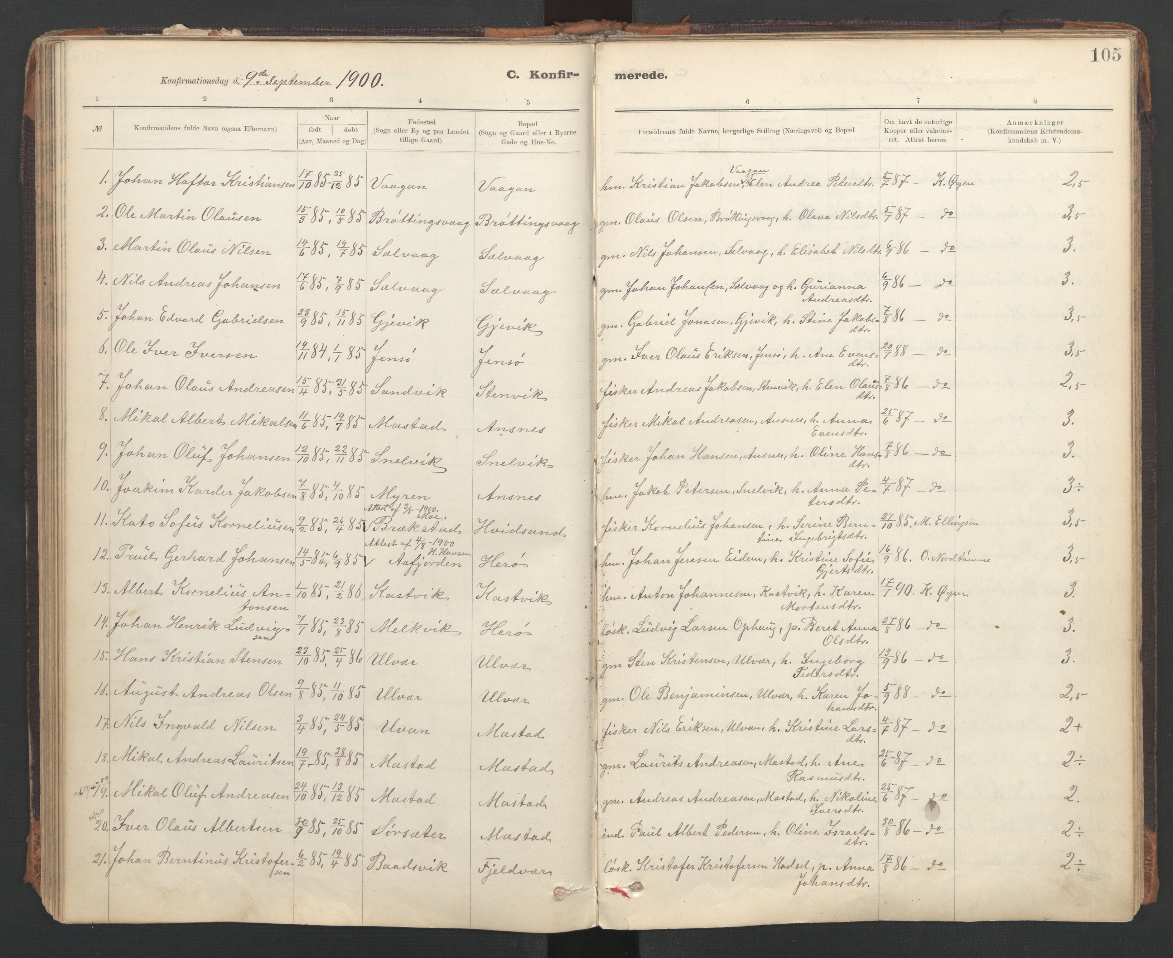 Ministerialprotokoller, klokkerbøker og fødselsregistre - Sør-Trøndelag, AV/SAT-A-1456/637/L0559: Parish register (official) no. 637A02, 1899-1923, p. 105