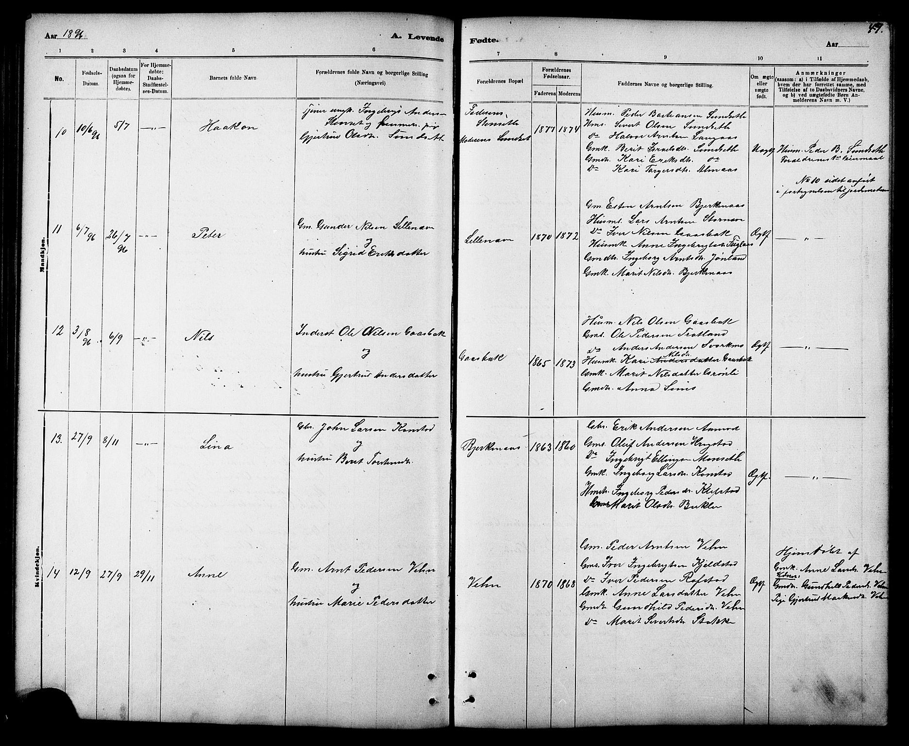 Ministerialprotokoller, klokkerbøker og fødselsregistre - Sør-Trøndelag, SAT/A-1456/694/L1132: Parish register (copy) no. 694C04, 1887-1914, p. 49