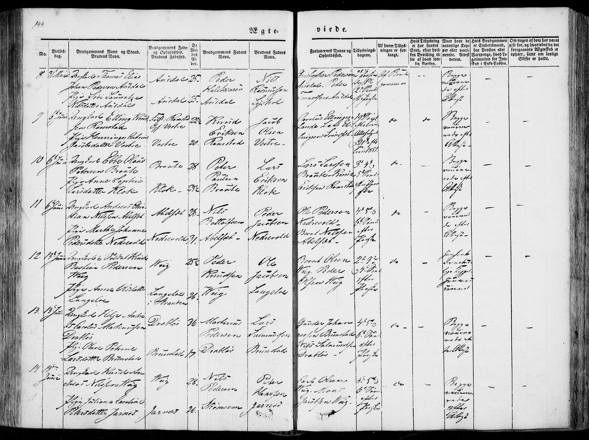 Ministerialprotokoller, klokkerbøker og fødselsregistre - Møre og Romsdal, AV/SAT-A-1454/522/L0313: Parish register (official) no. 522A08, 1852-1862, p. 144